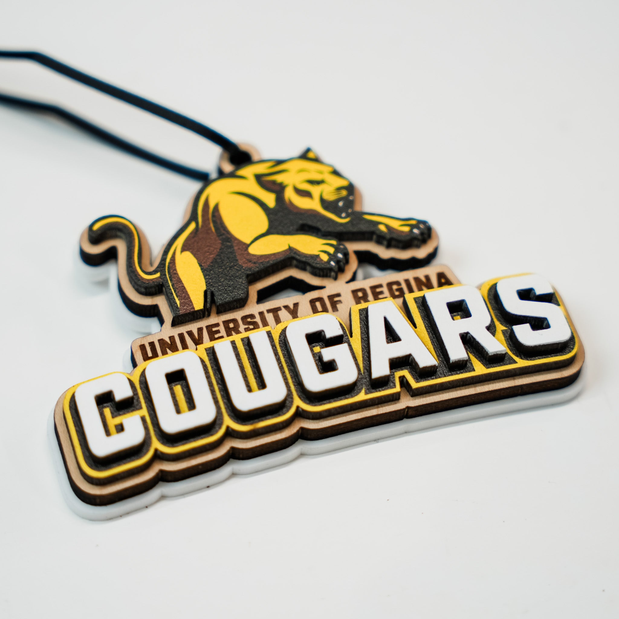 University of Regina Cougars • 3D Wood & Acrylic Ornaments • For Students & Proud Parents