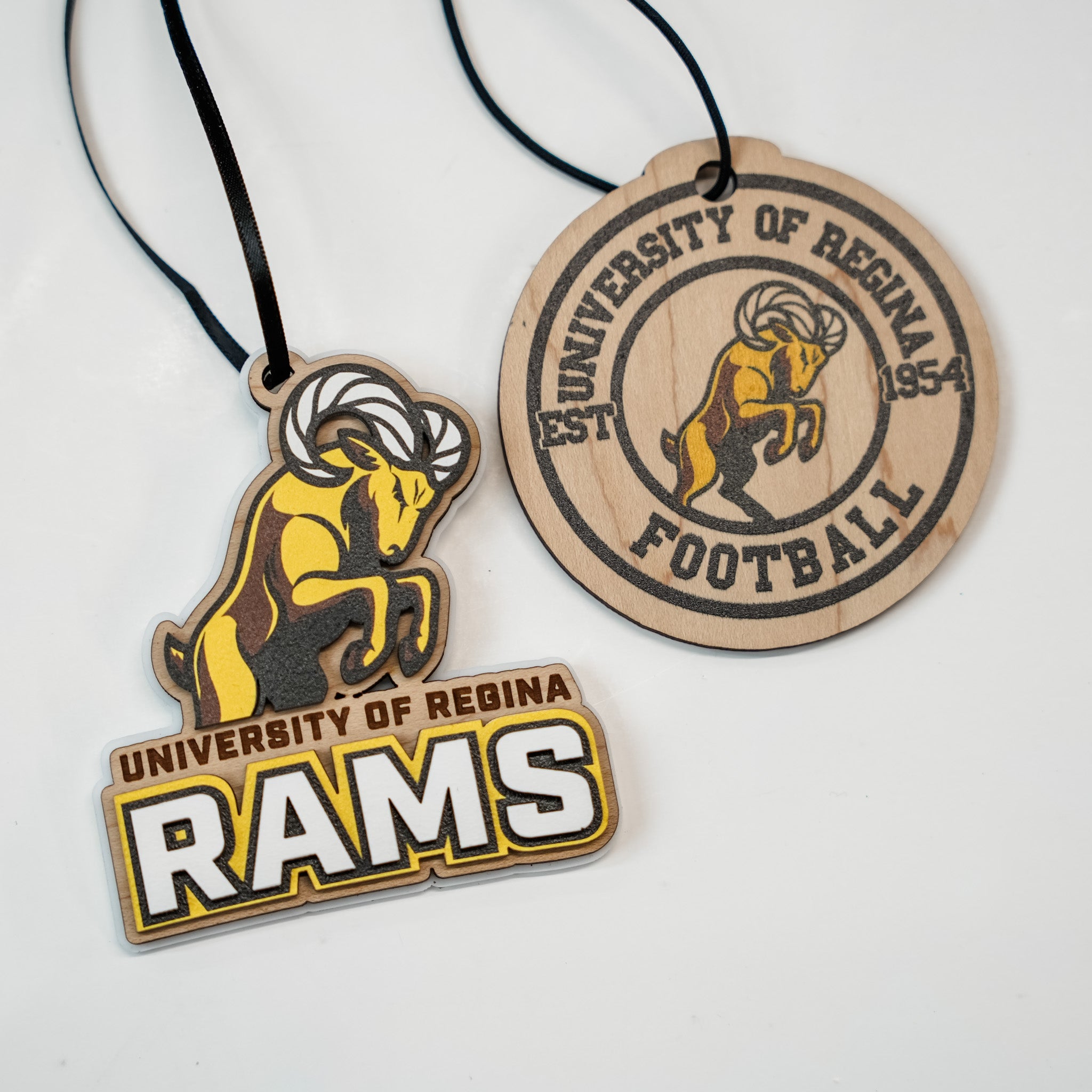 University of Regina Rams • 3D Wood/Acrylic Ornaments • For Students & Proud Parents