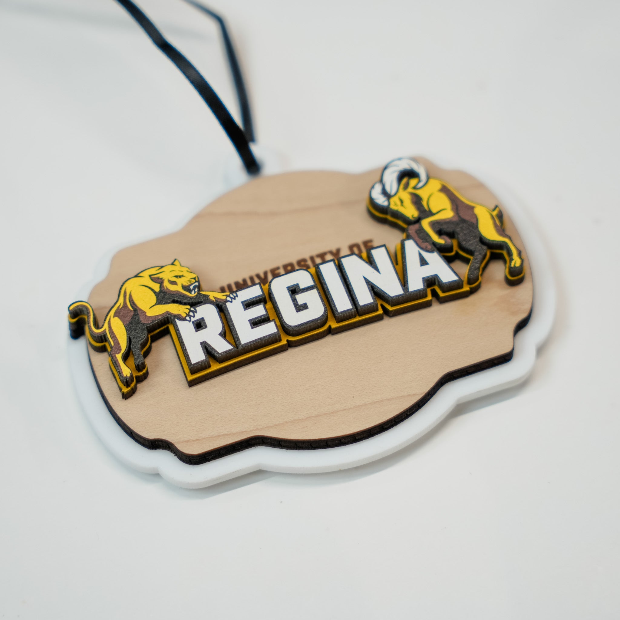 University of Regina Athletics • 3D Wood/Acrylic Ornament • For Students and Proud Parents