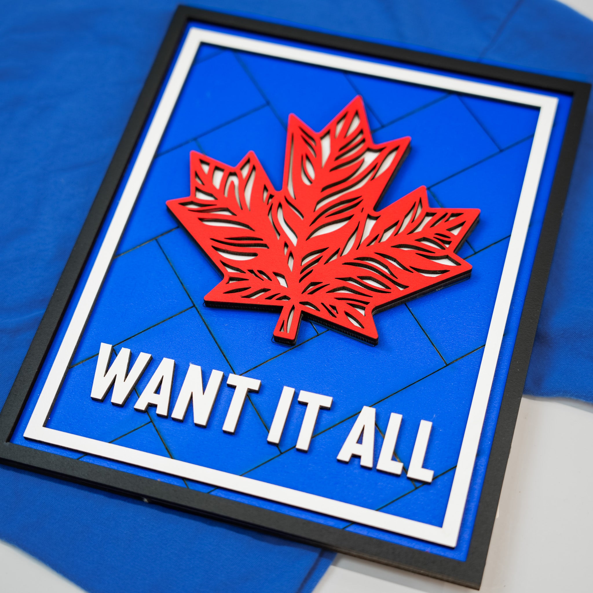 The Blue Maple Leaf • 3D Wood Sign • For the Country that Cheers Together