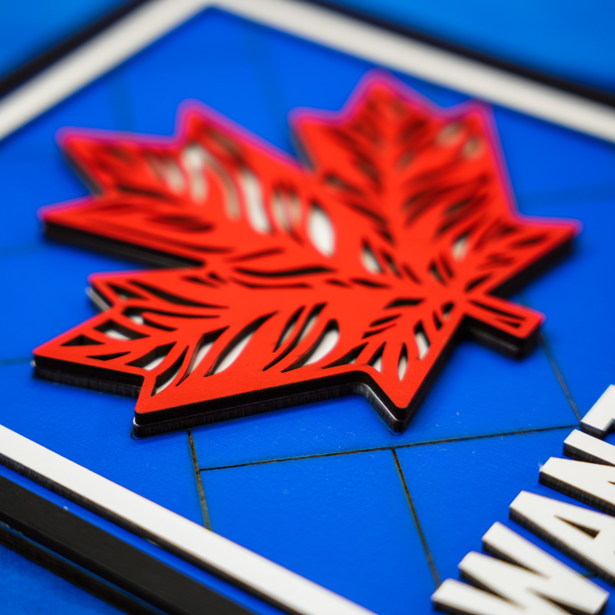 The Blue Maple Leaf • 3D Wood Sign • For the Country that Cheers Together