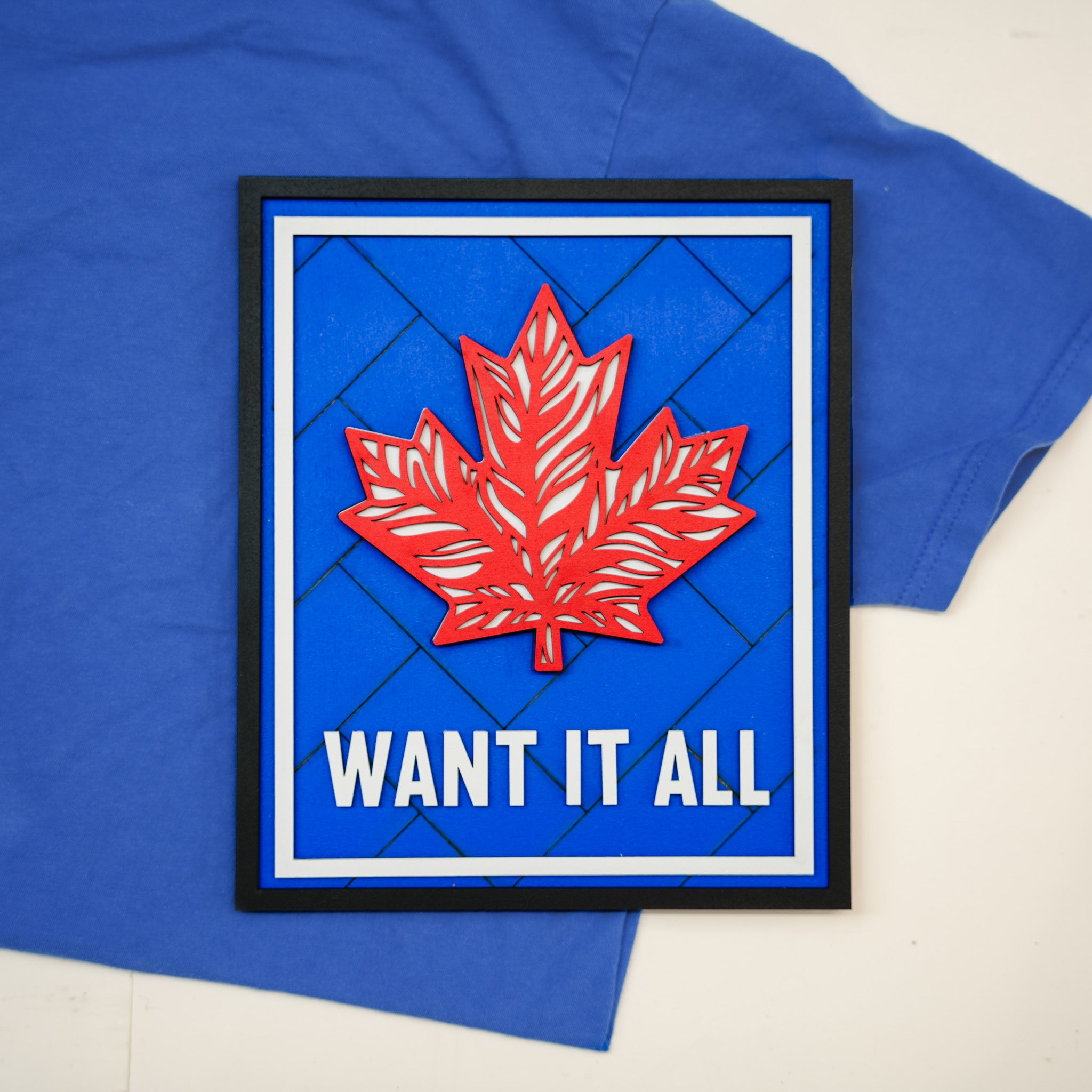 The Blue Maple Leaf • 3D Wood Sign • For the Country that Cheers Together