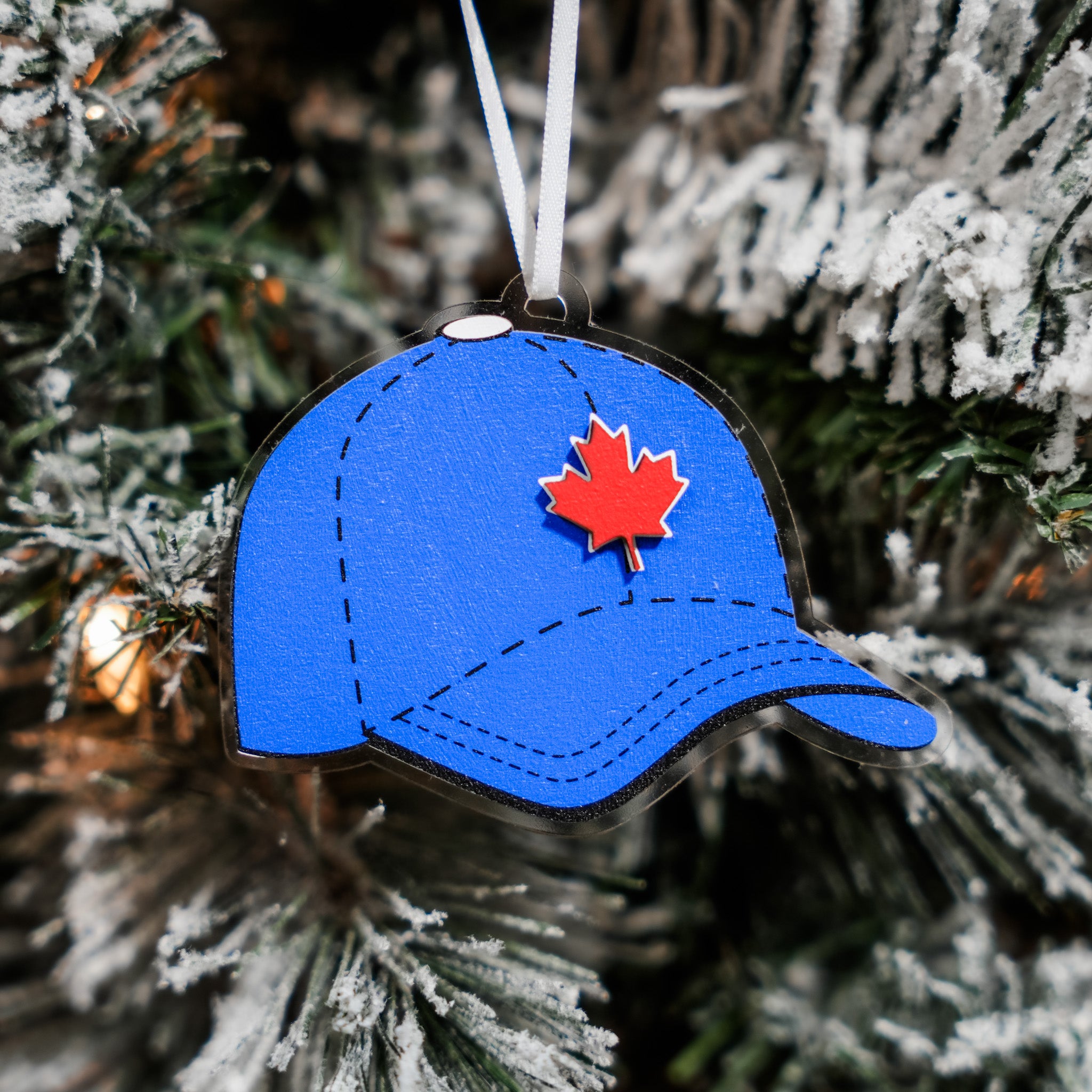 Blue Maple Leaf Hat • 3D Wood Ornament • For the Country that Cheers Together