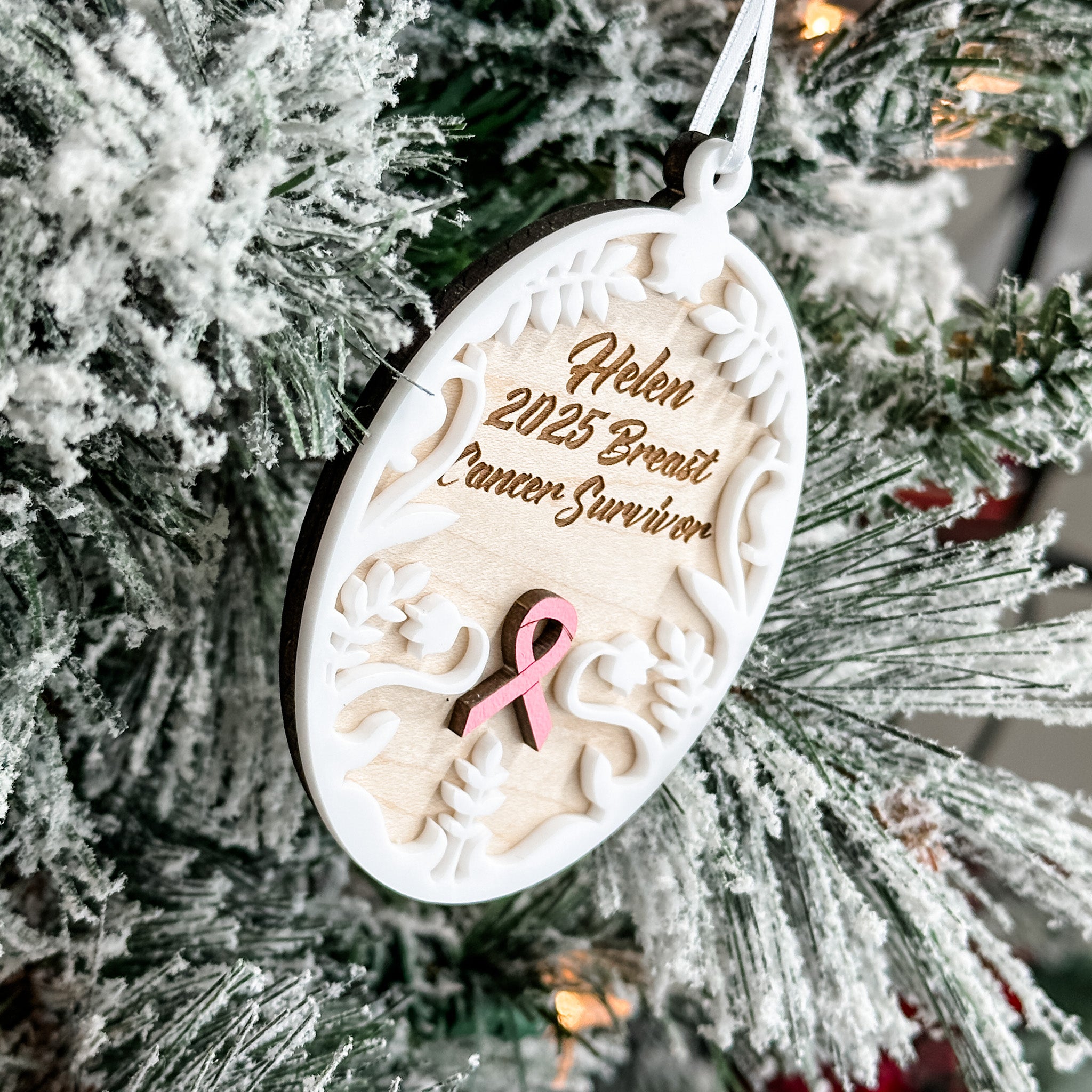 Custom Awareness Ribbon • 3D Wood & Acrylic Ornament