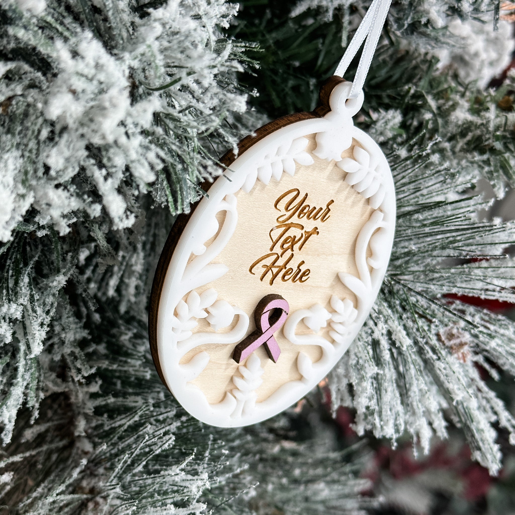 Custom Awareness Ribbon • 3D Wood & Acrylic Ornament