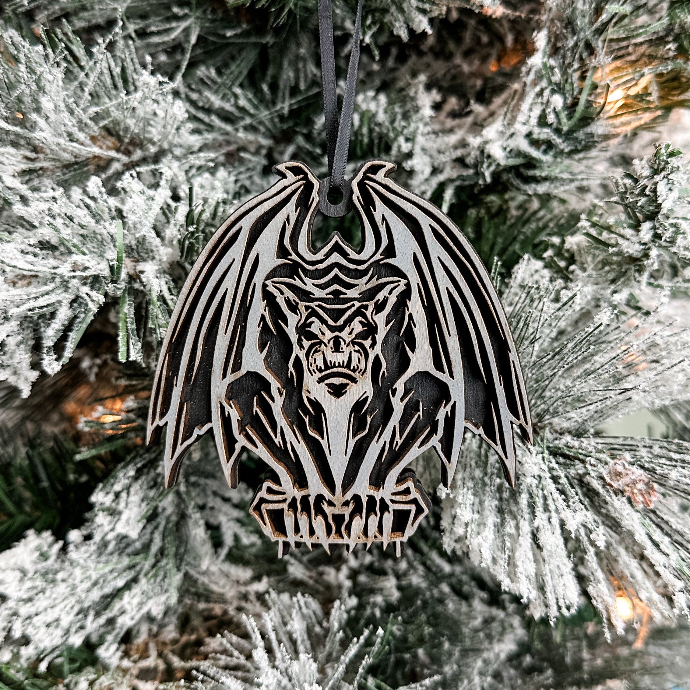 Guardian Gargoyle • Layered Wooden Ornament • For Gothic Decor & Halloween