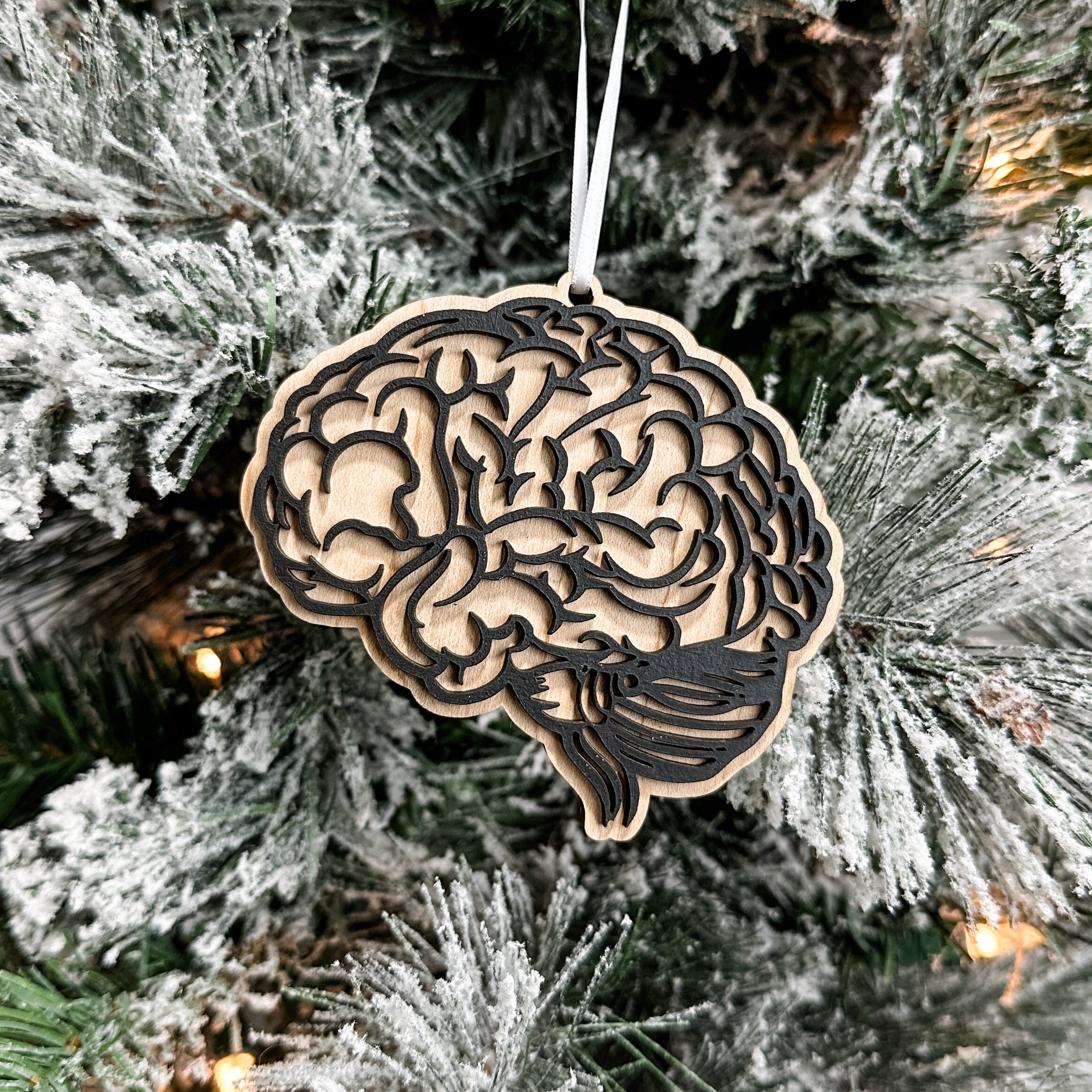 Anatomical Brain • Layered Wooden Ornament • For Medical & Science Gifts