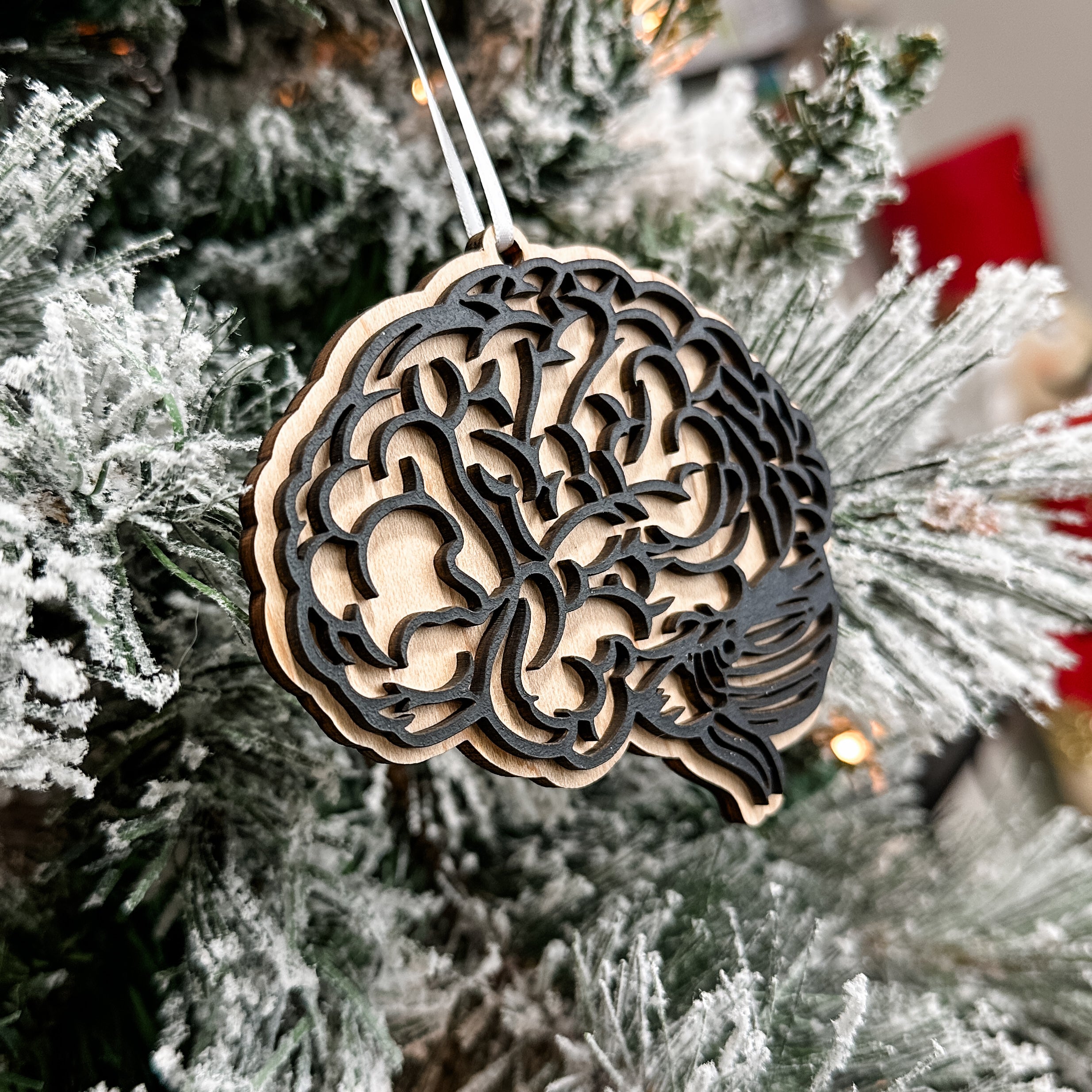 Anatomical Brain • Layered Wooden Ornament • For Medical & Science Gifts