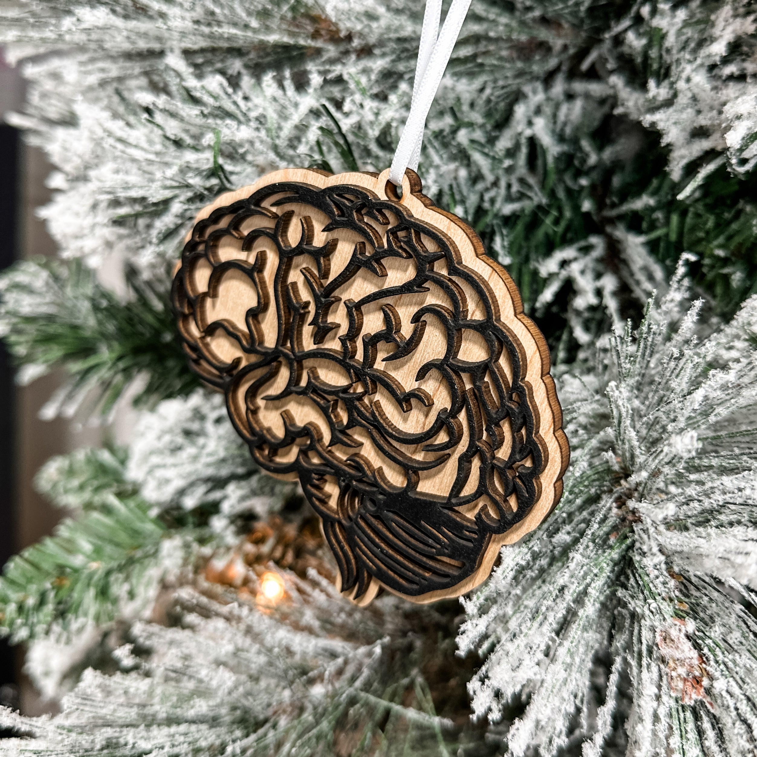 Anatomical Brain • Layered Wooden Ornament • For Medical & Science Gifts