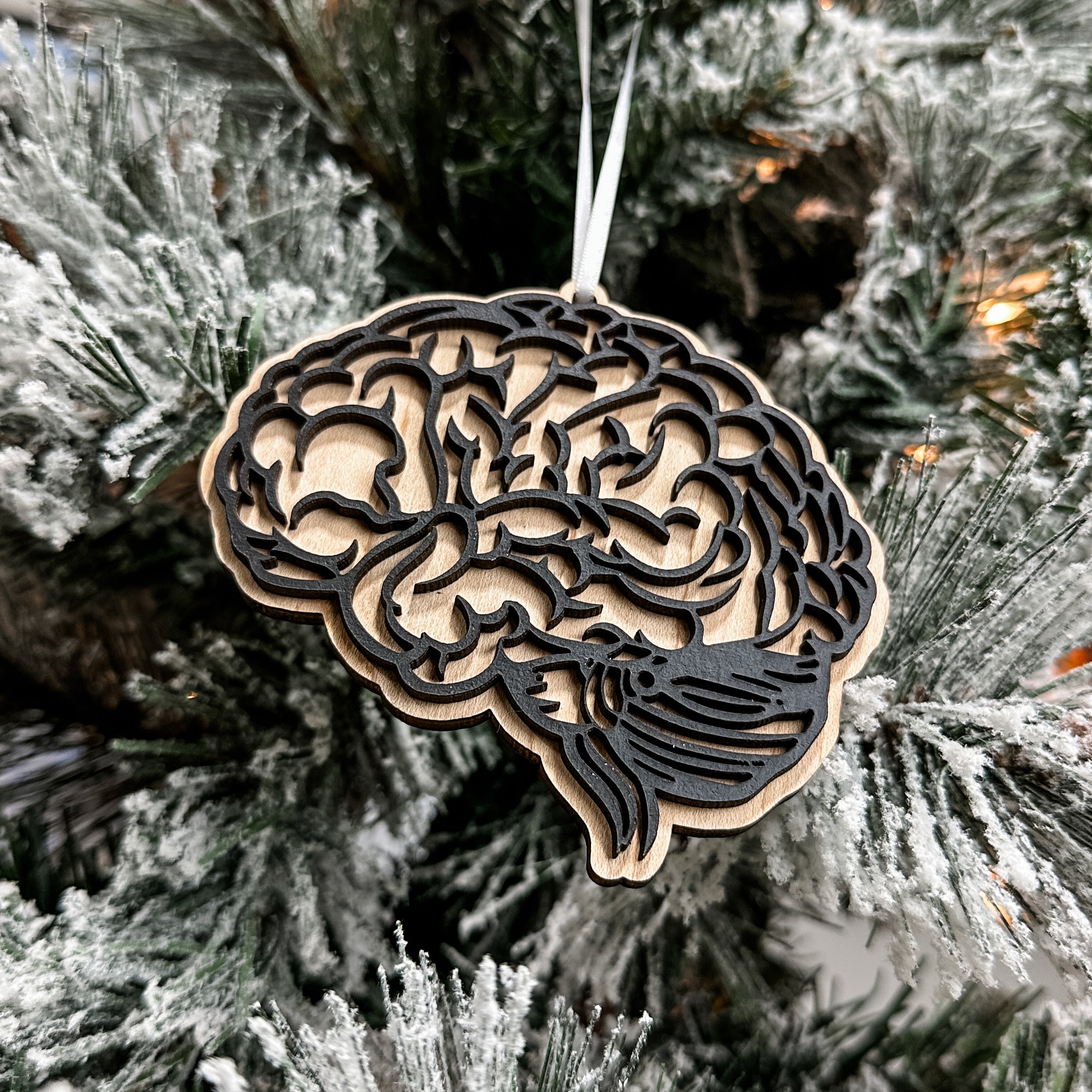 Anatomical Brain • Layered Wooden Ornament • For Medical & Science Gifts
