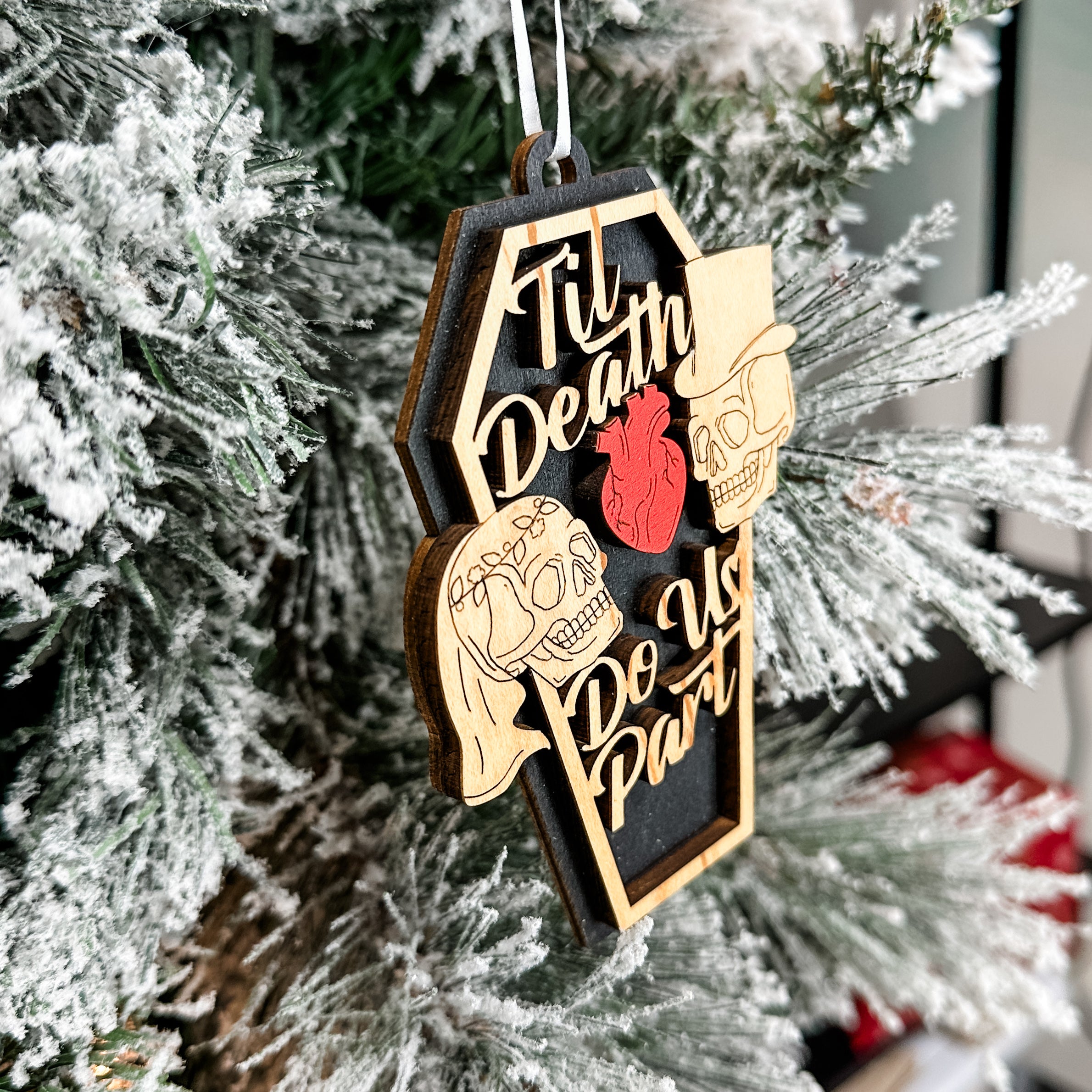 Til Death Do Us Part • Layered Wood Ornament • Gothic Halloween & Wedding Gift