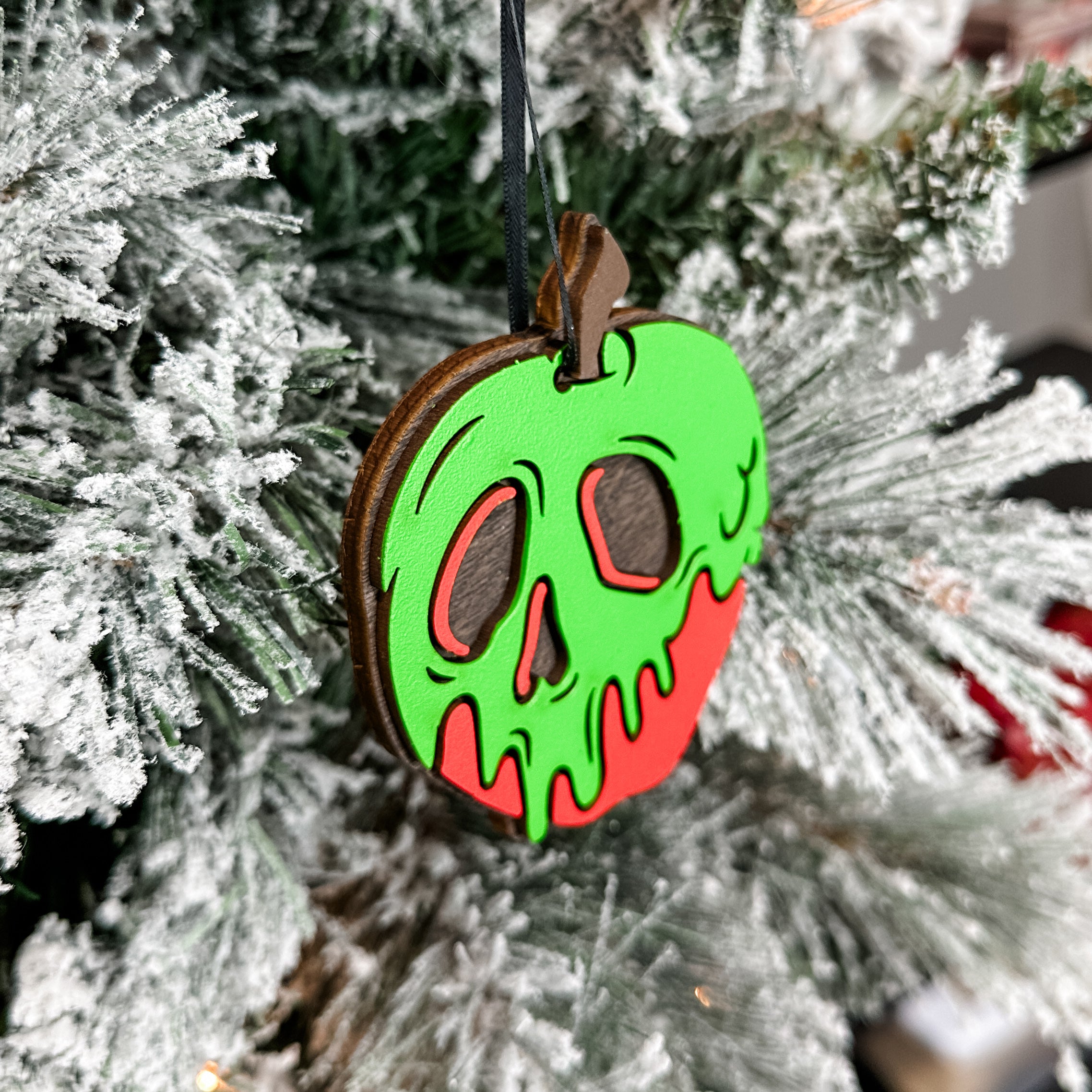 Poisoned Apple • Layered Wood Ornament • Halloween Decor & Gifts