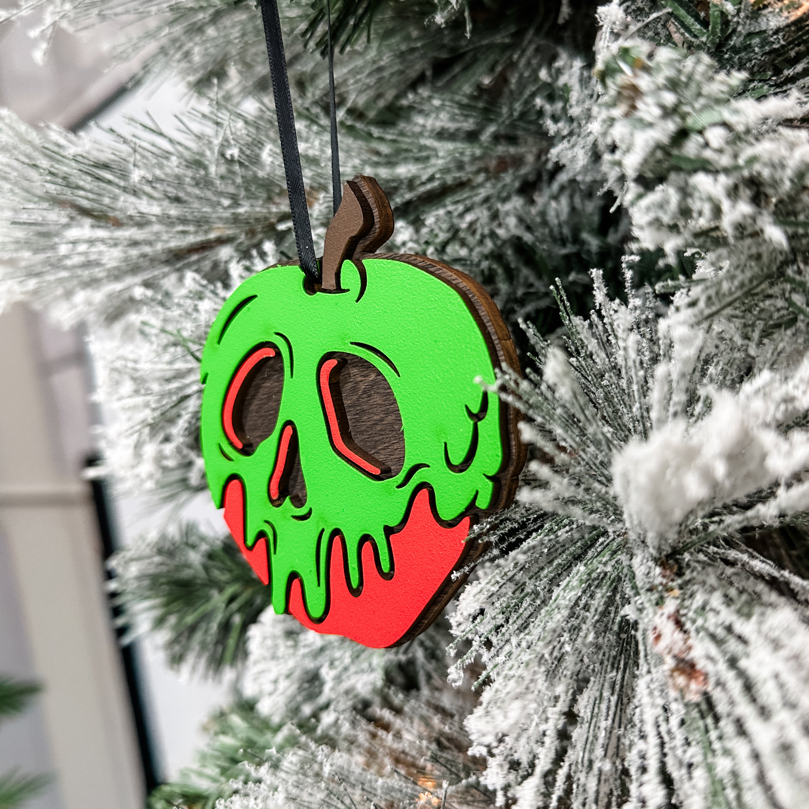 Poisoned Apple • Layered Wood Ornament • Halloween Decor & Gifts