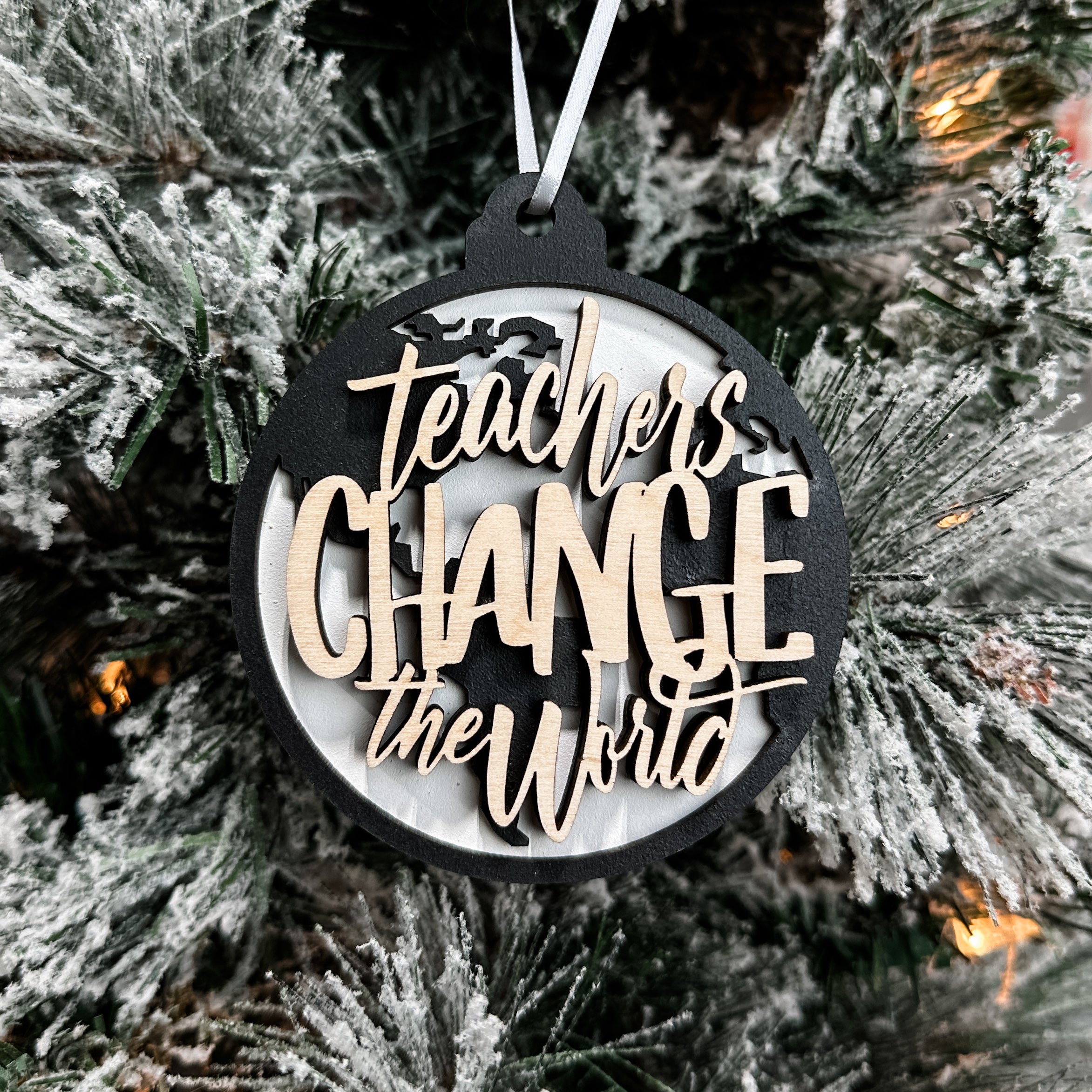 Teachers Change the World • Wooden Ornament, Magnet, or Mini Sign • For Teacher Gifts & Appreciation