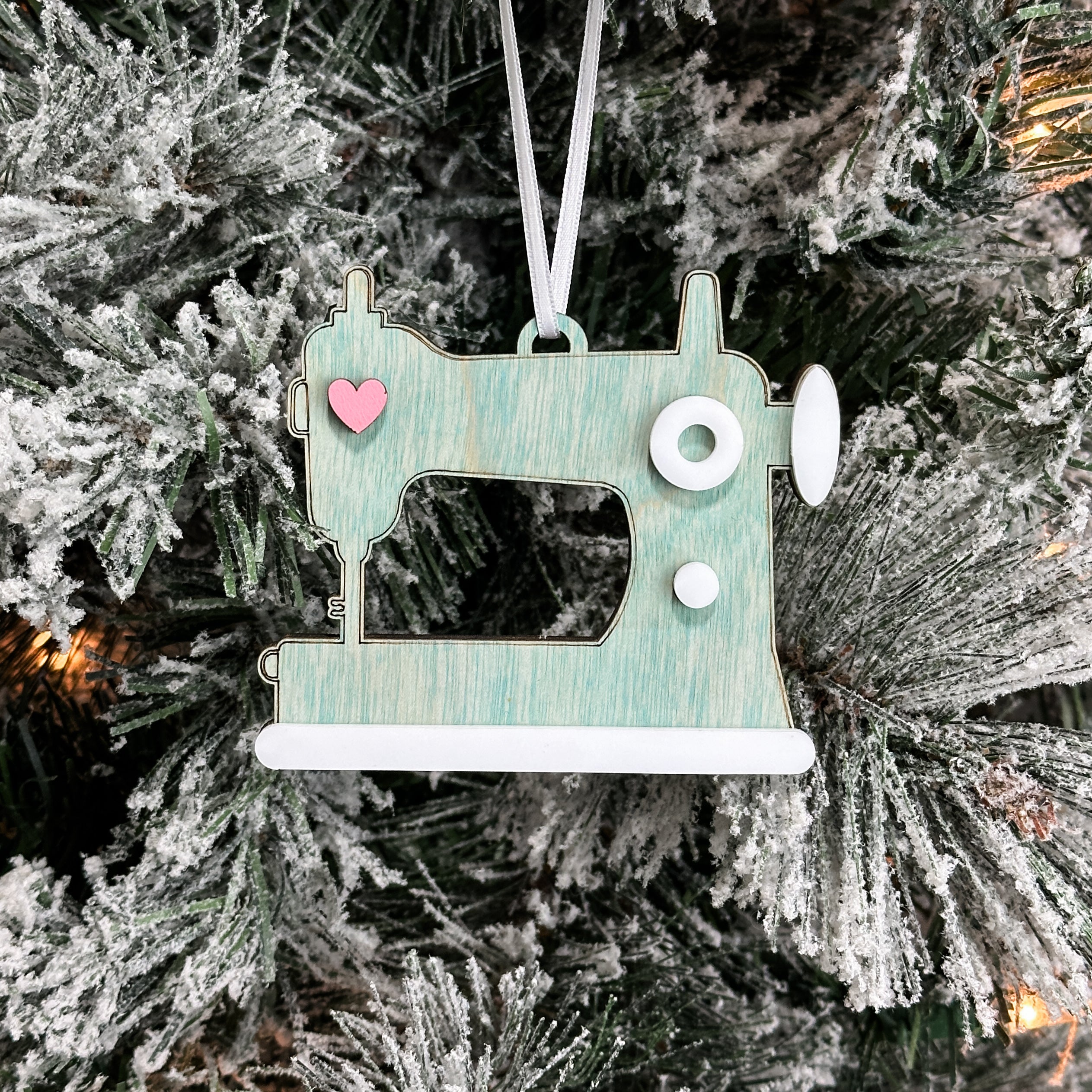 Sewing Machine • 3D Wood & Acrylic Ornament • For Makers & Crafters