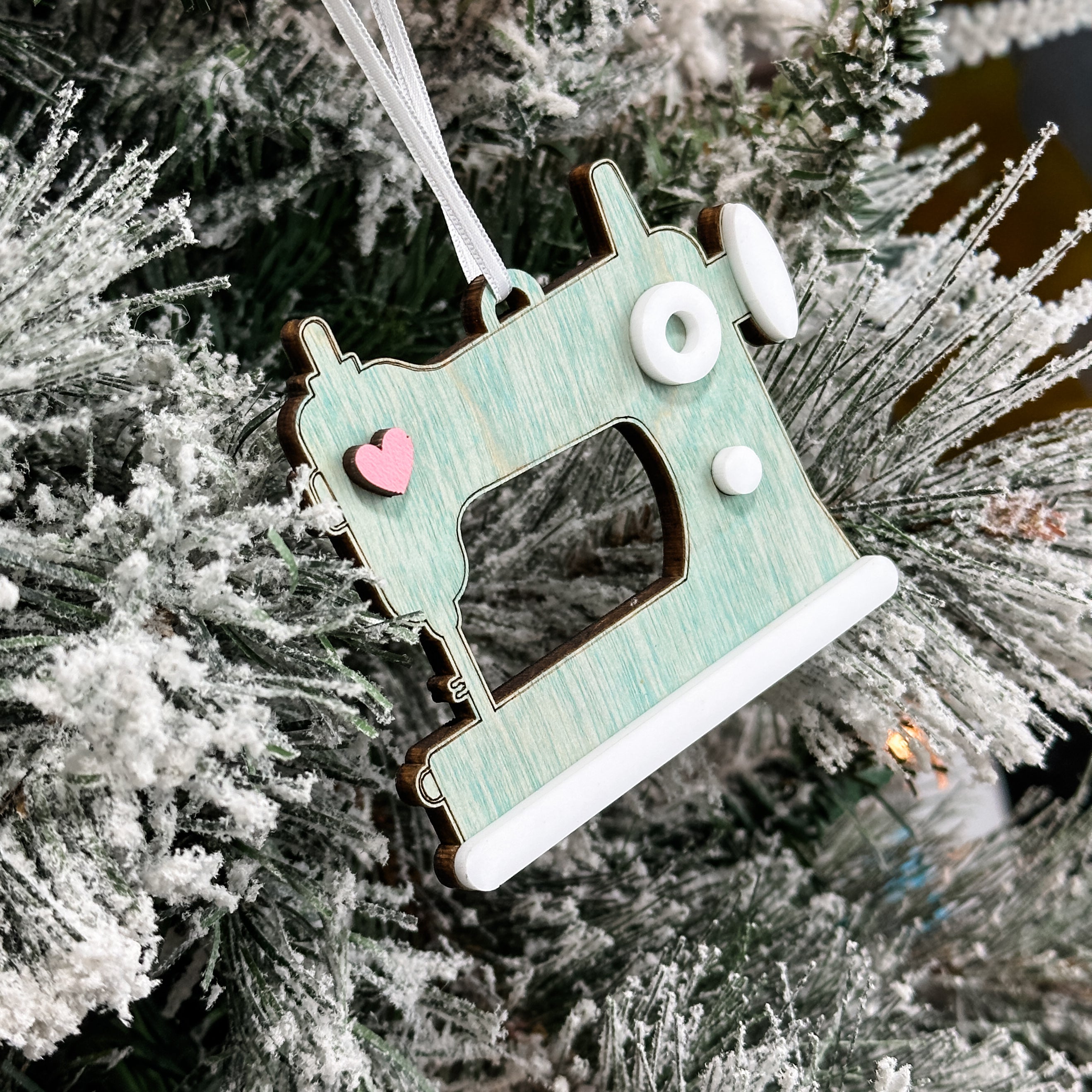 Sewing Machine • 3D Wood & Acrylic Ornament • For Makers & Crafters