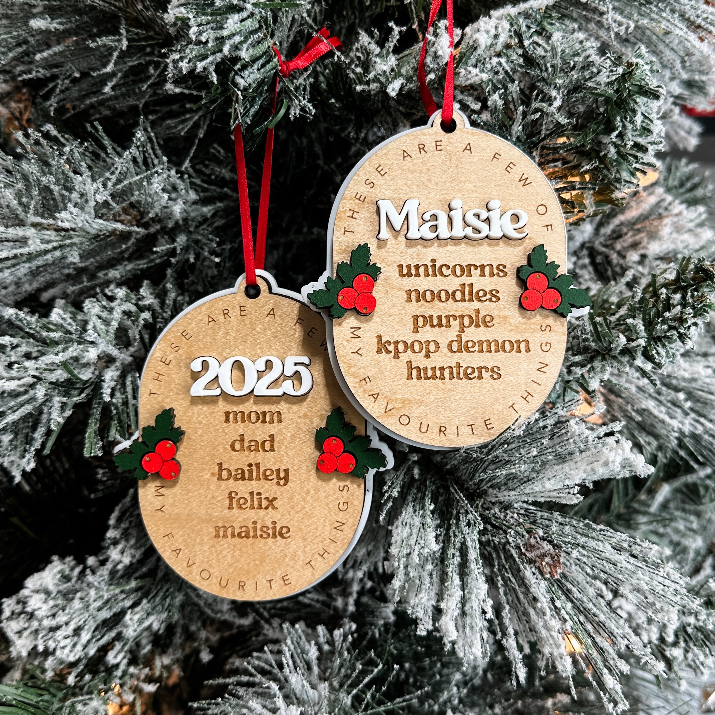 Personalized Favourite Things • 3D Wood & Acrylic Ornament • For Families & Kids