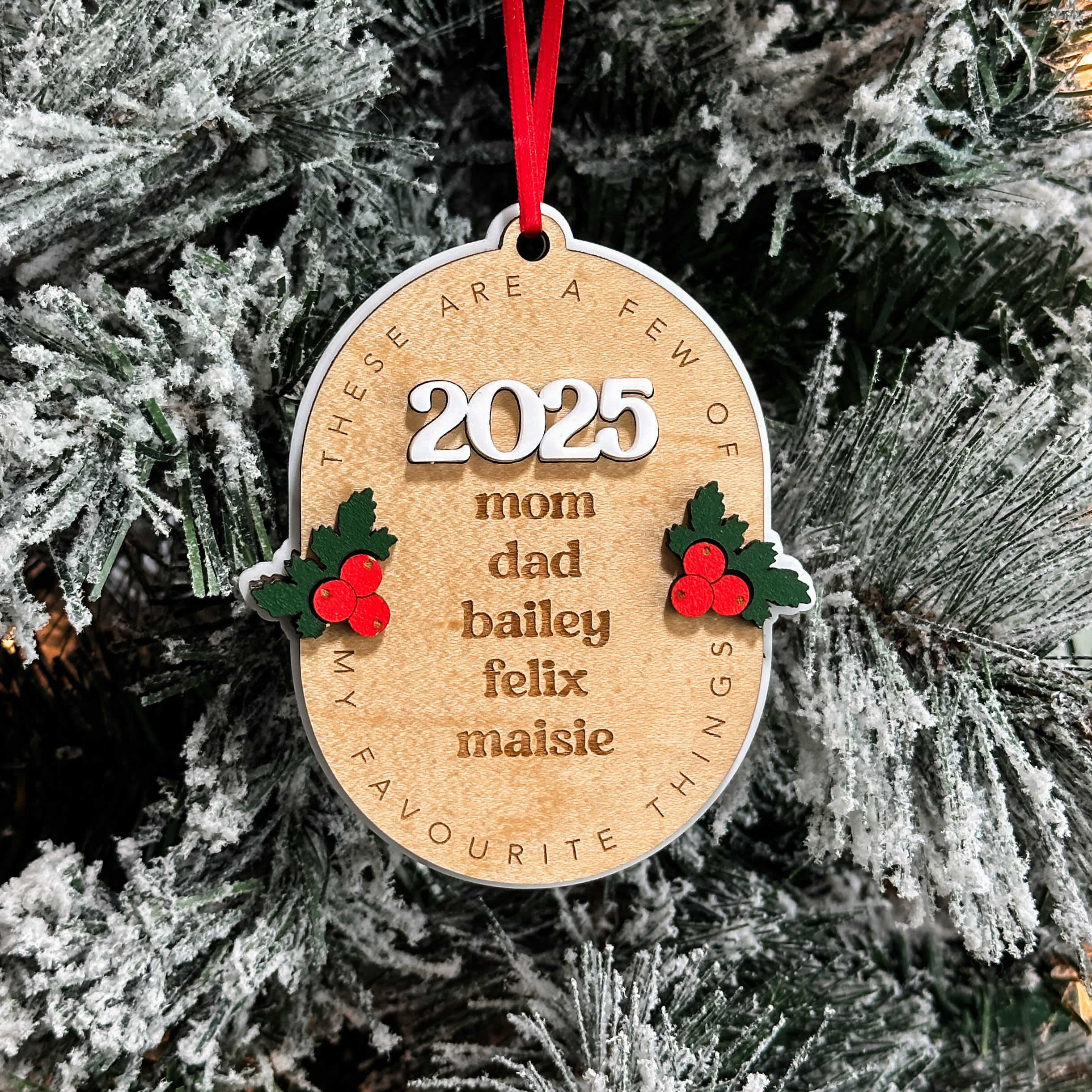 Personalized Favourite Things • 3D Wood & Acrylic Ornament • For Families & Kids