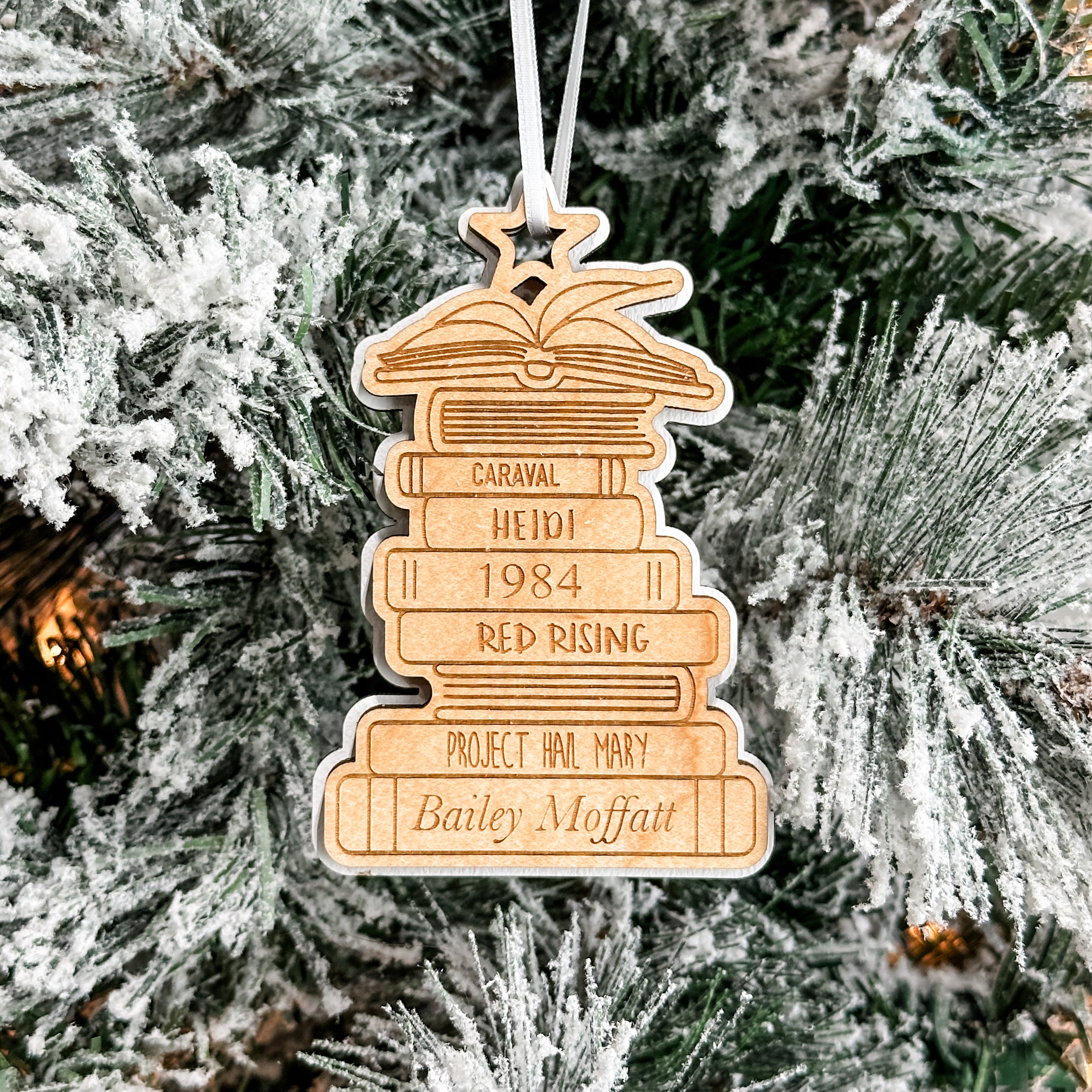 Your Favourite Books • Personalized Wood Ornament • For People Who Love Reading