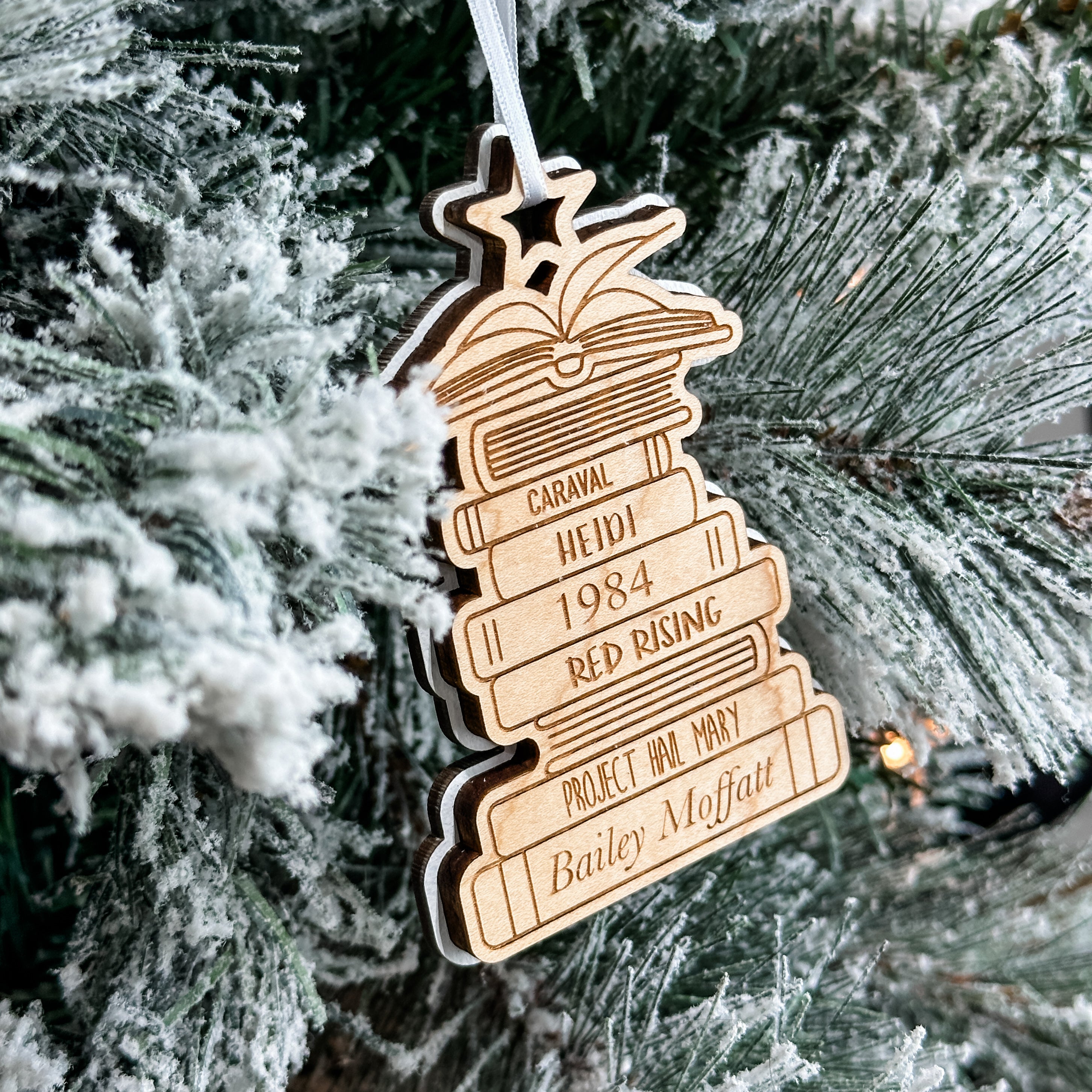 Your Favourite Books • Personalized Wood Ornament • For People Who Love Reading
