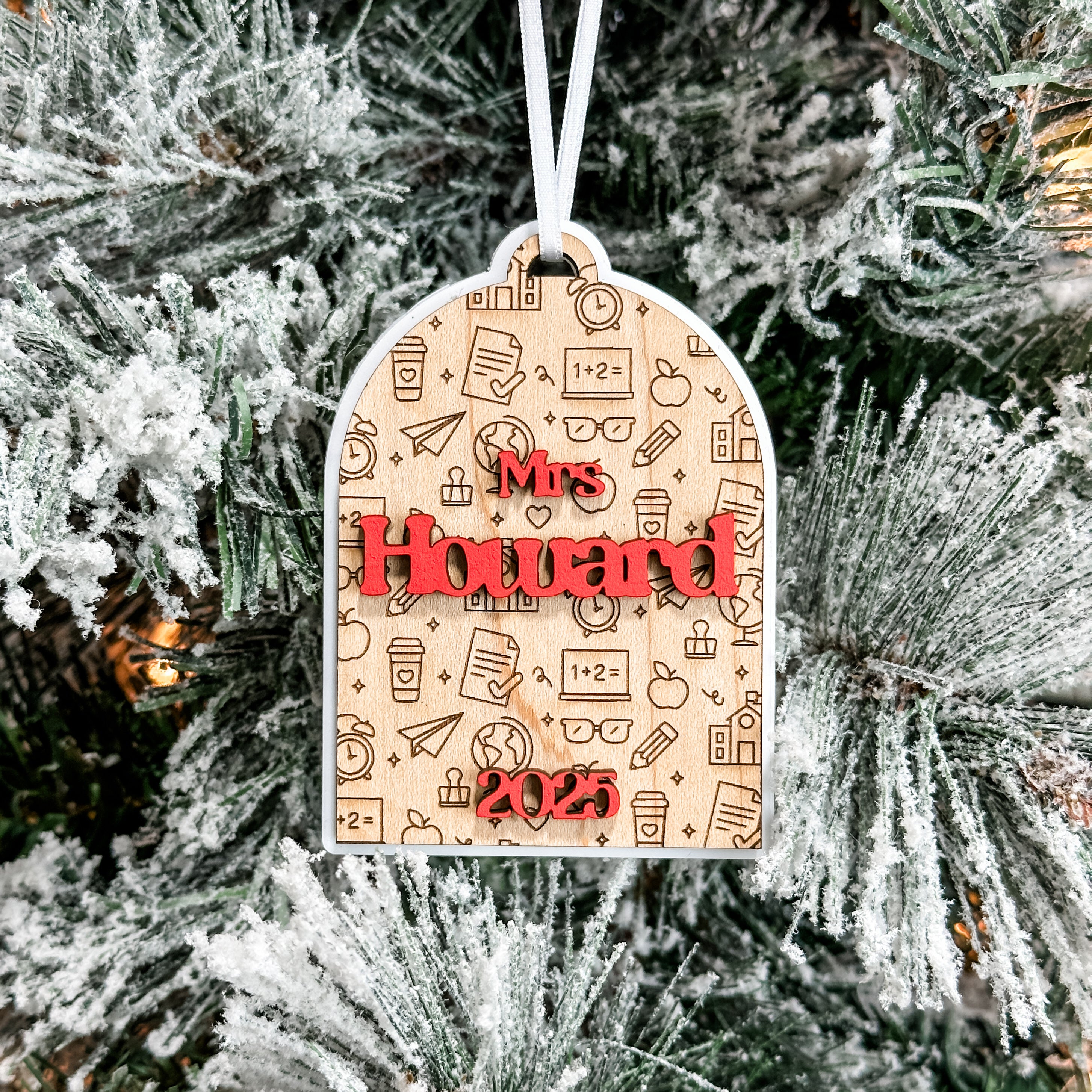 Teacher Arch • Personalized Wood & Acrylic Ornament • For The Best Teacher Ever