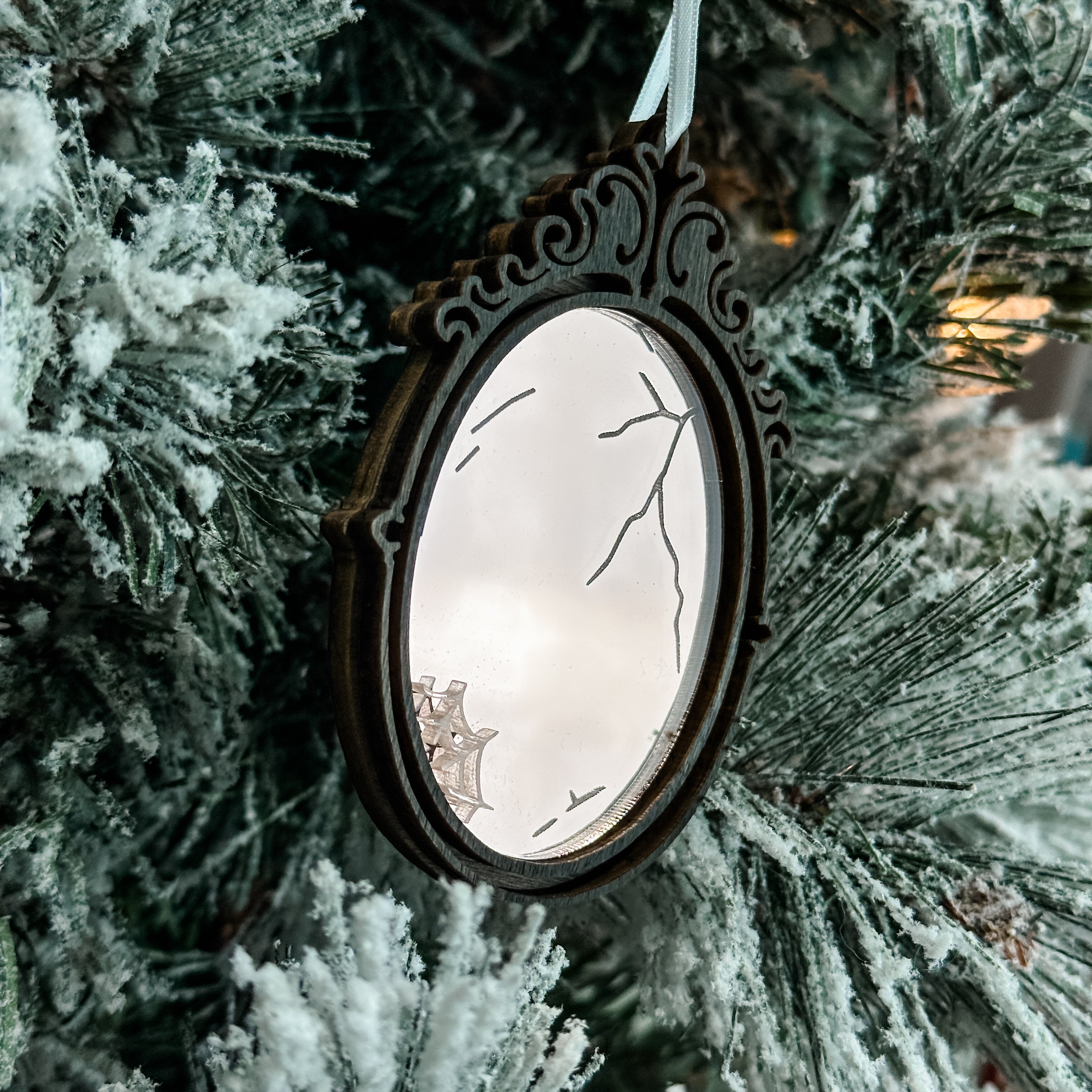 The Cracked Mirror • 3D Wood & Acrylic Ornament • For Evil Queens