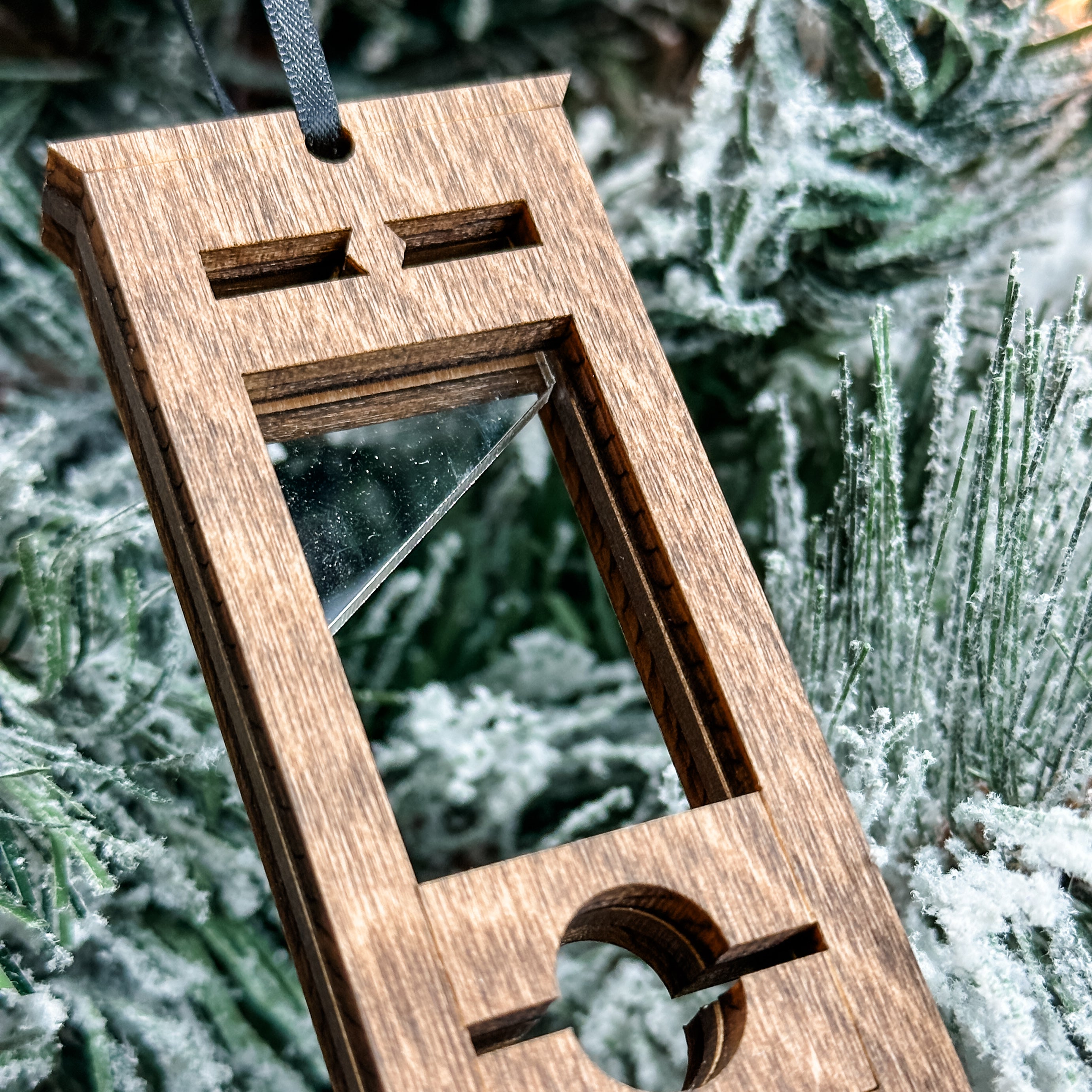 Grim Guillotine • Layered Wood & Acrylic Ornament • For Halloween & Gothic Decor