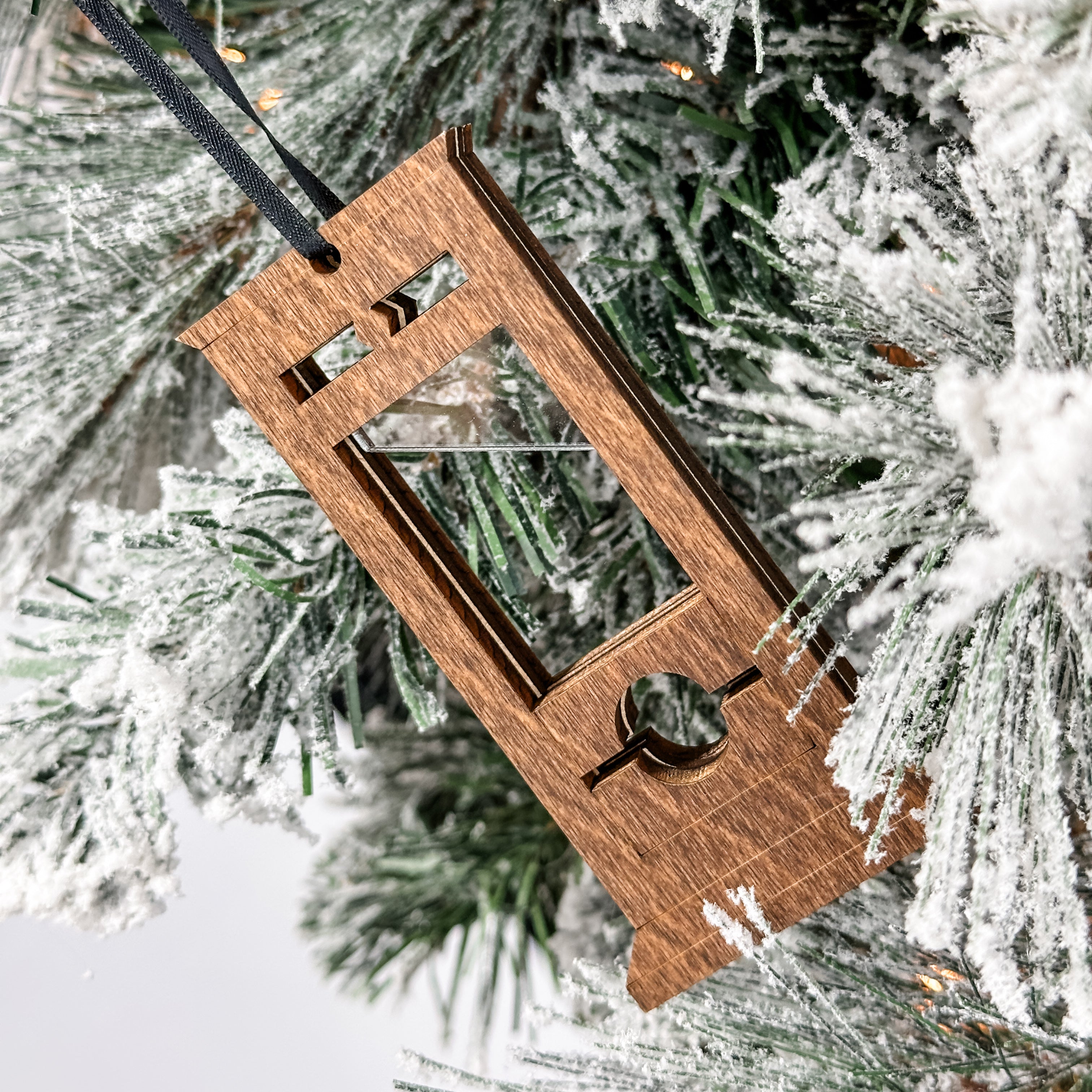 Grim Guillotine • Layered Wood & Acrylic Ornament • For Halloween & Gothic Decor