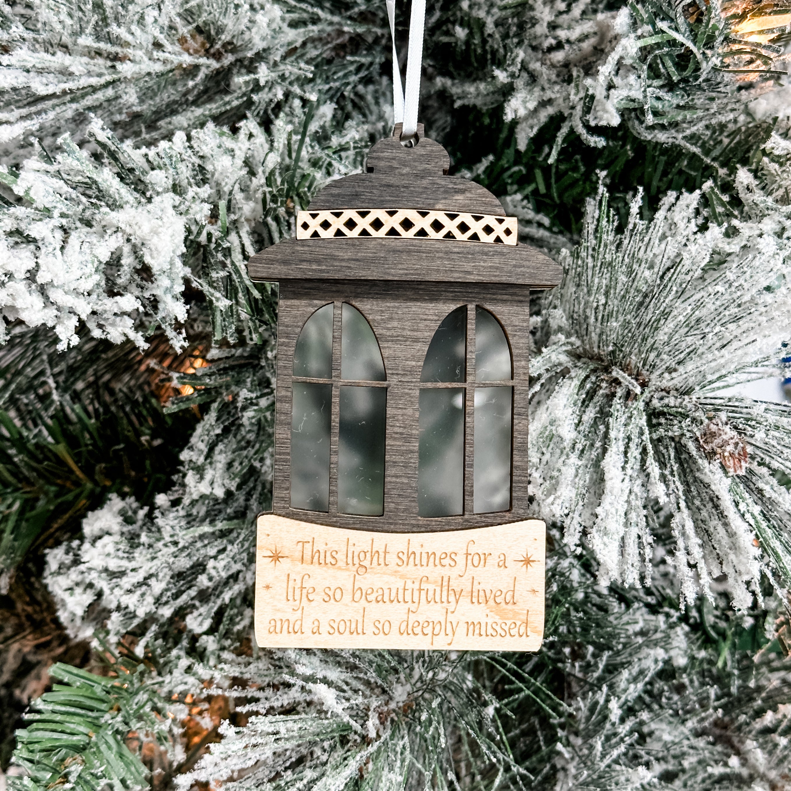 The Memorial Lantern • 3D Wood & Acrylic Ornament • To Remember Loved Ones