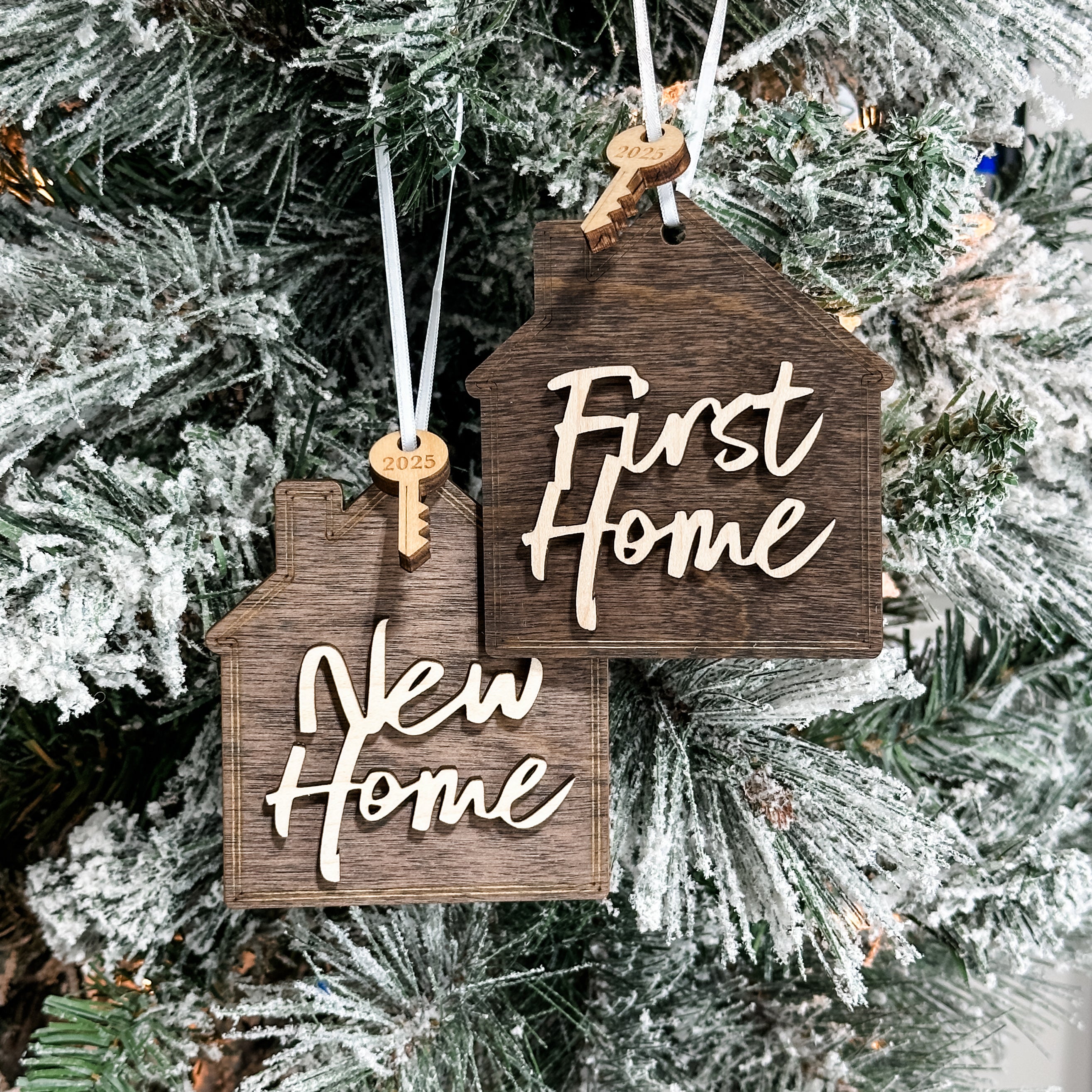 First / New Home with Year • 3D Wood Ornament or Magnet • For Housewarmings