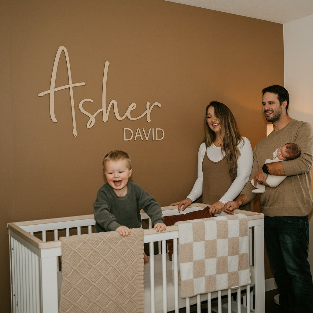 Wood Double Name Nursery / Child's Room Cutout - Sticks & Doodles