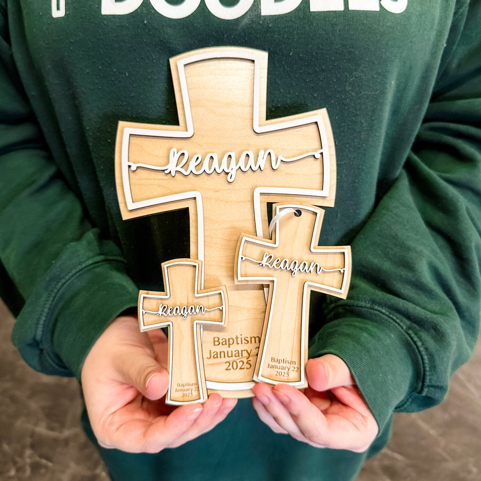 Personalized Cross | 3D Wood Ornament