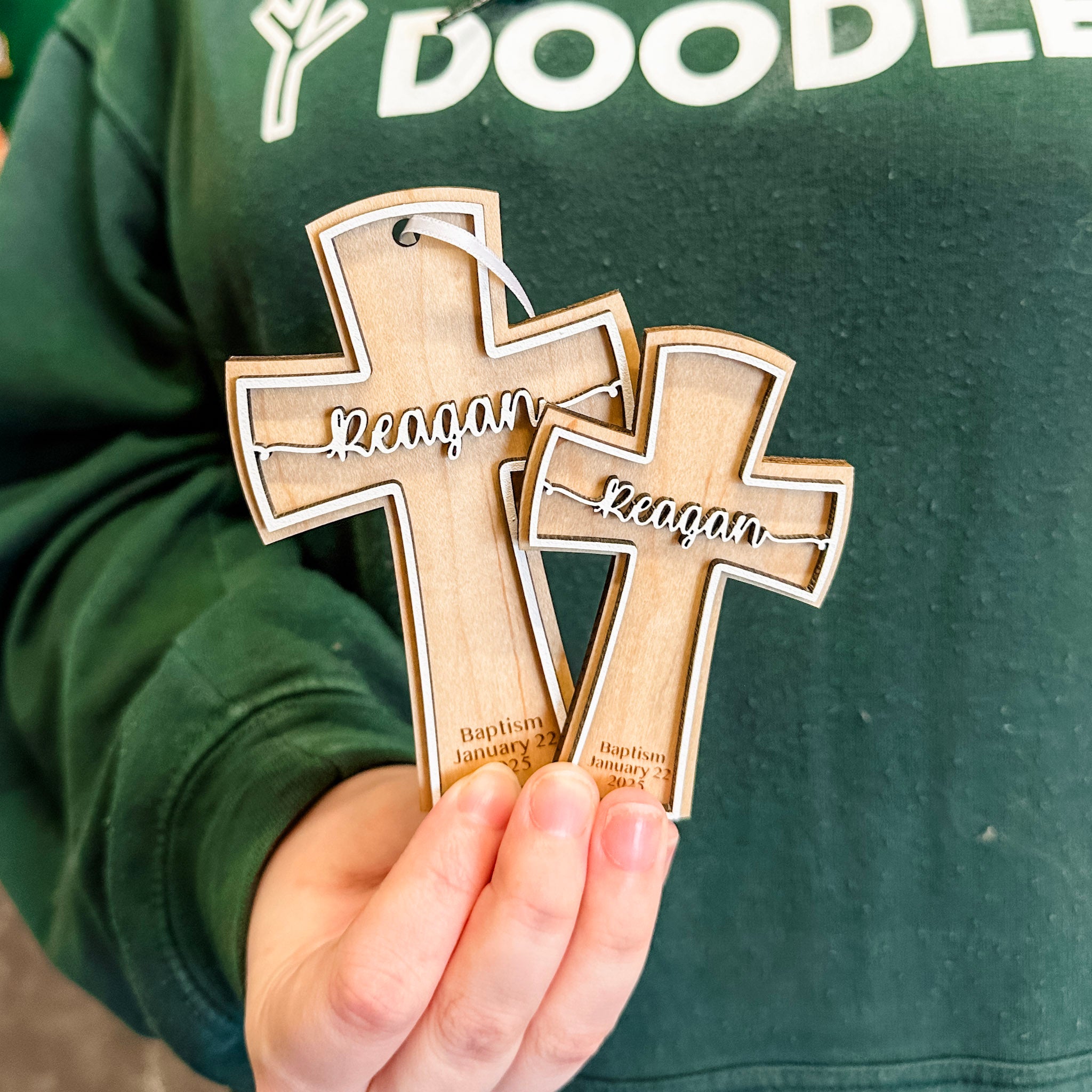 Personalized Cross | 3D Wood Ornament