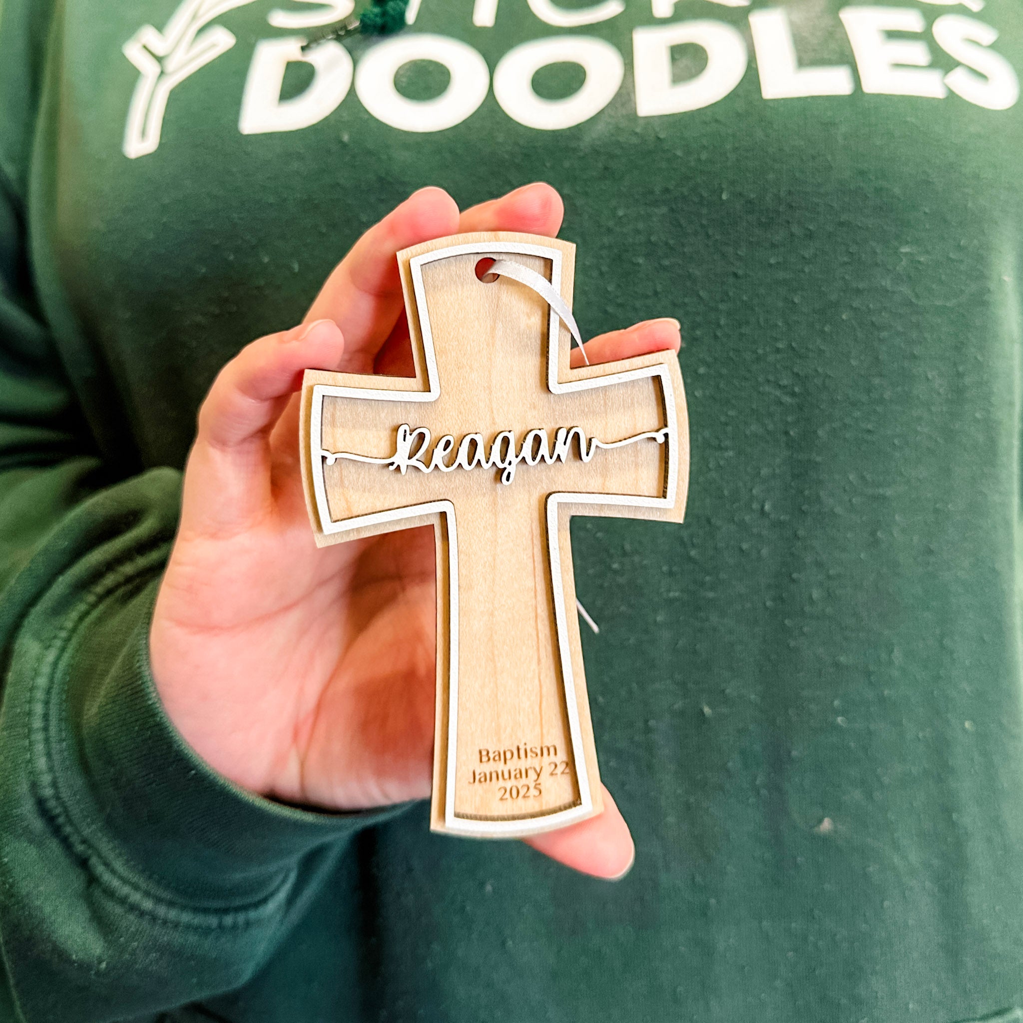 Personalized Cross | 3D Wood Ornament