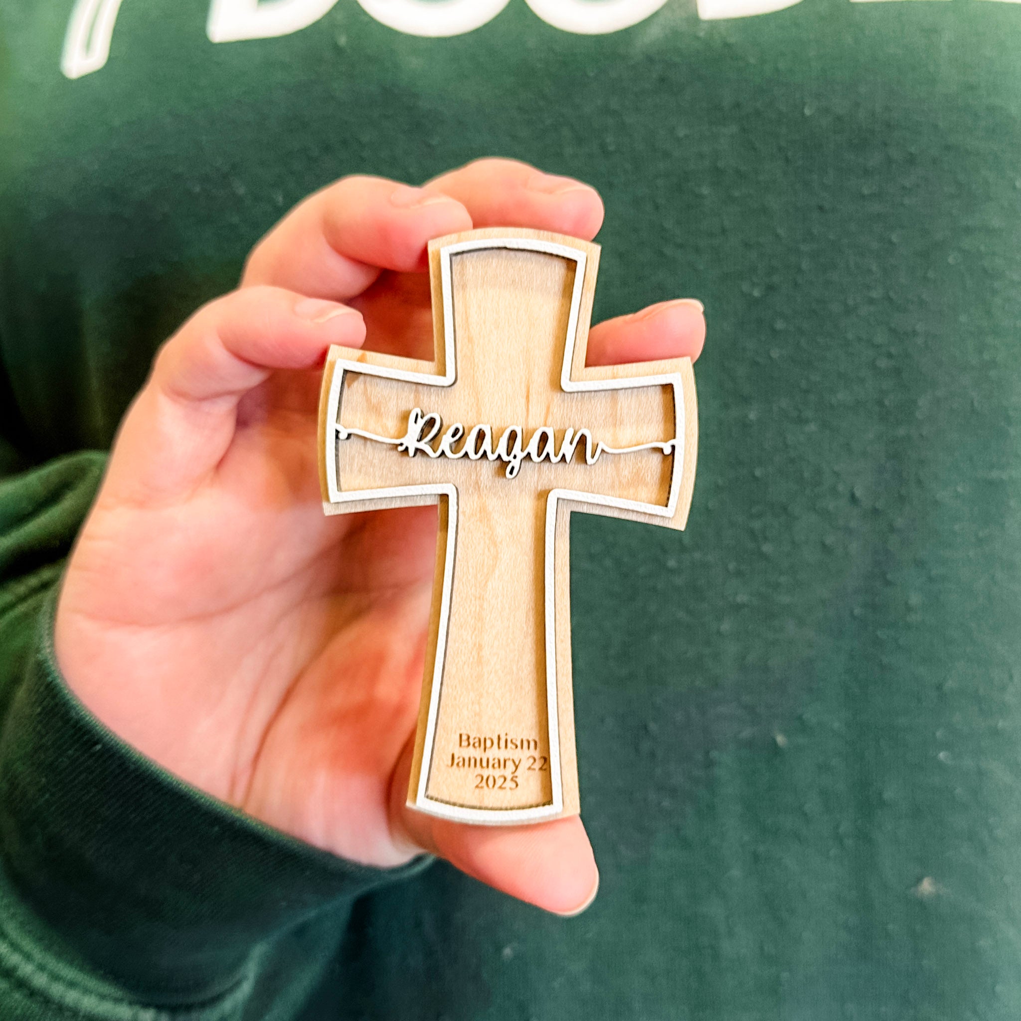 Personalized Cross | 3D Wood Ornament