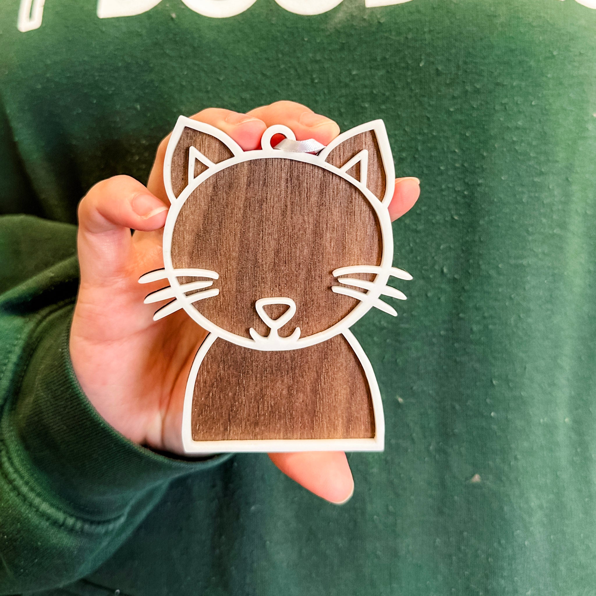 Minimalist Cat / Dog | 3D Walnut & Acrylic Ornament