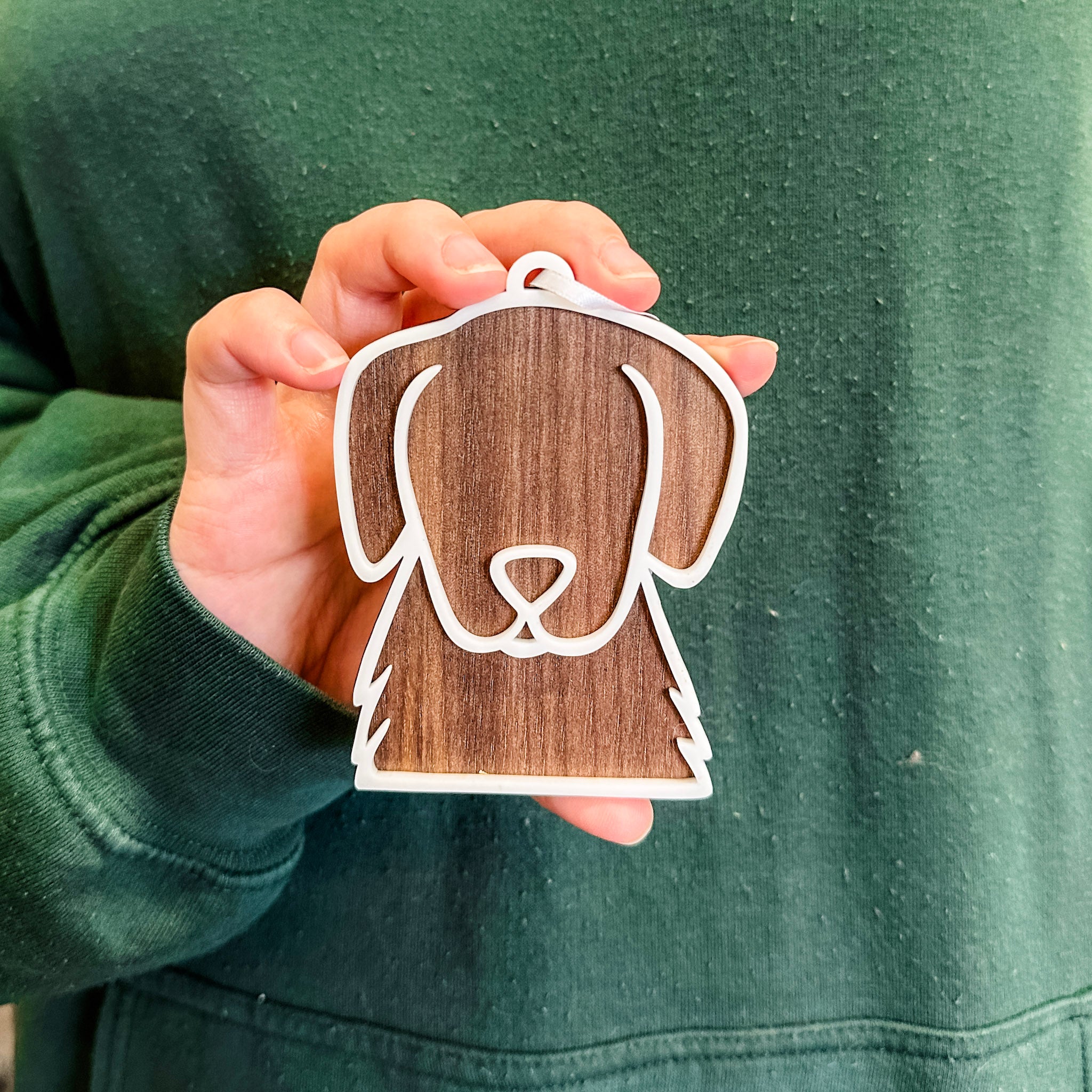 Minimalist Cat / Dog | 3D Walnut & Acrylic Ornament