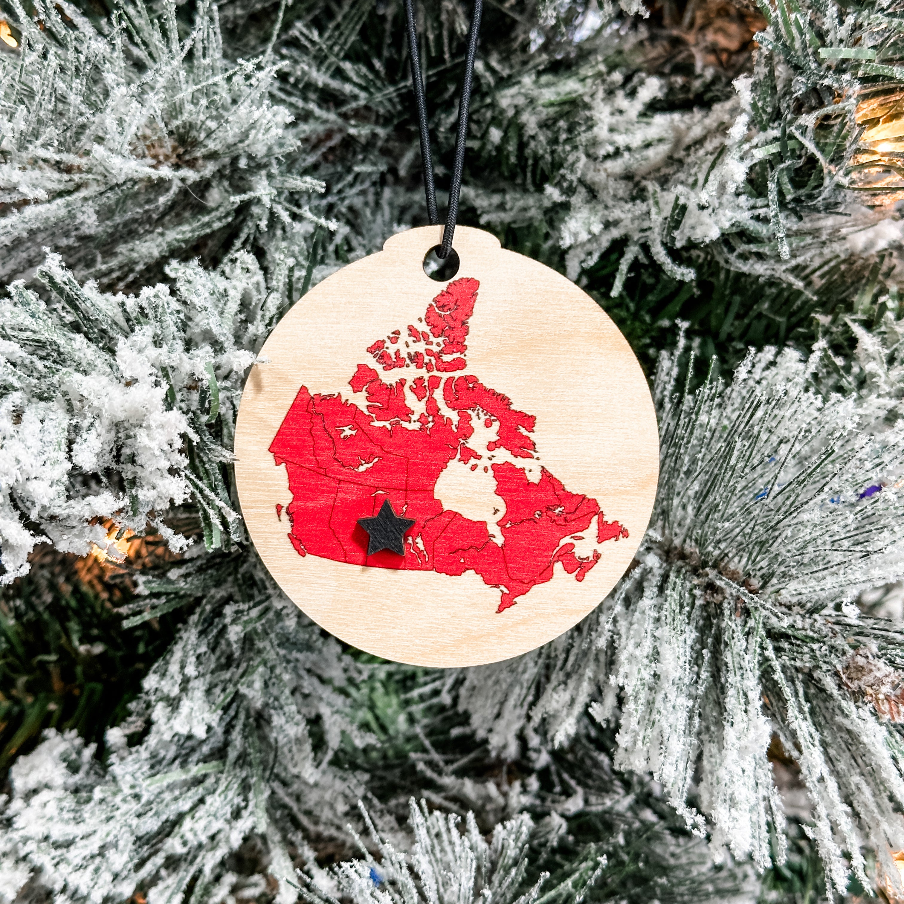 Canada Map With Star • Wood Ornament or Magnet • For Those Who Love Canada