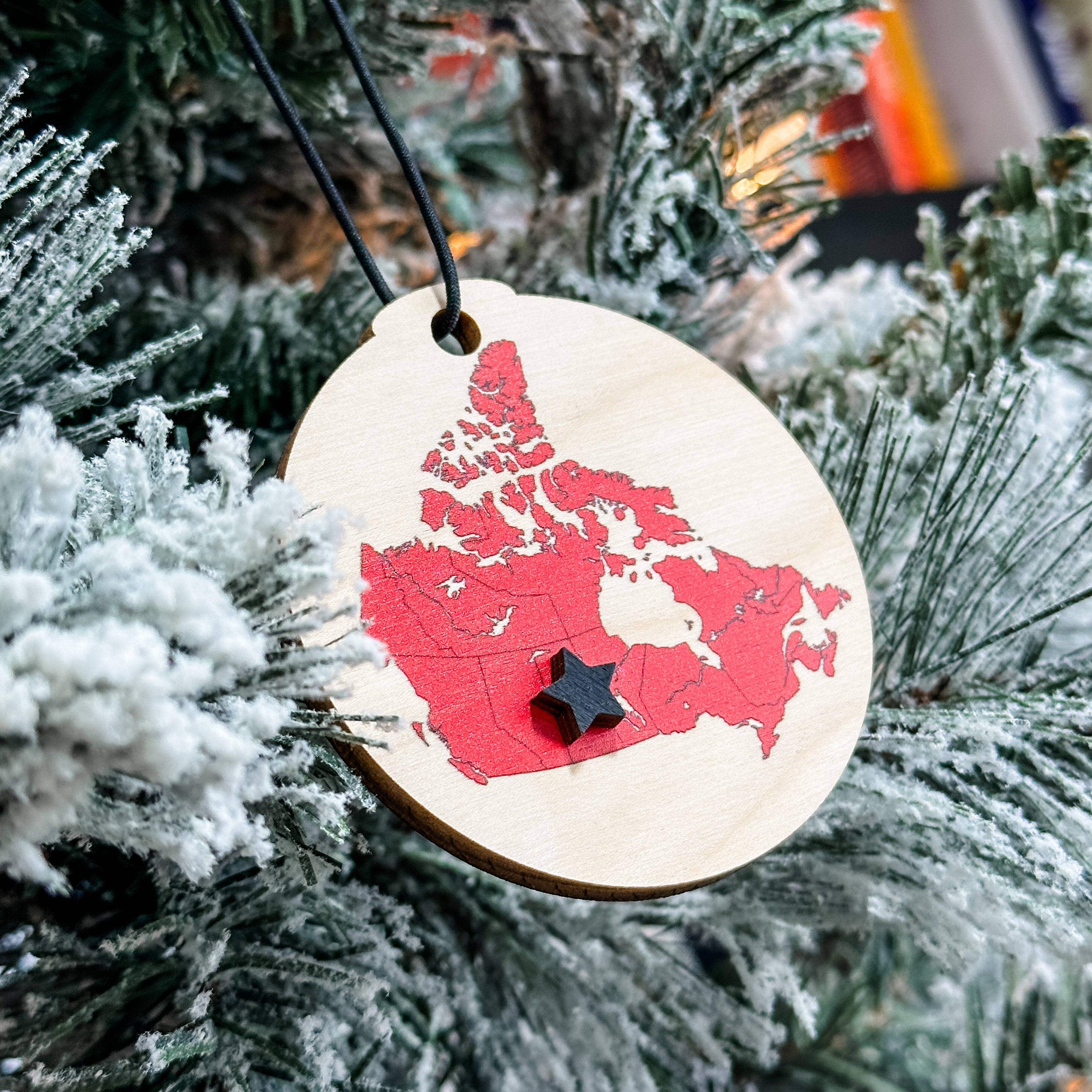 Canada Map With Star • Wood Ornament or Magnet • For Those Who Love Canada
