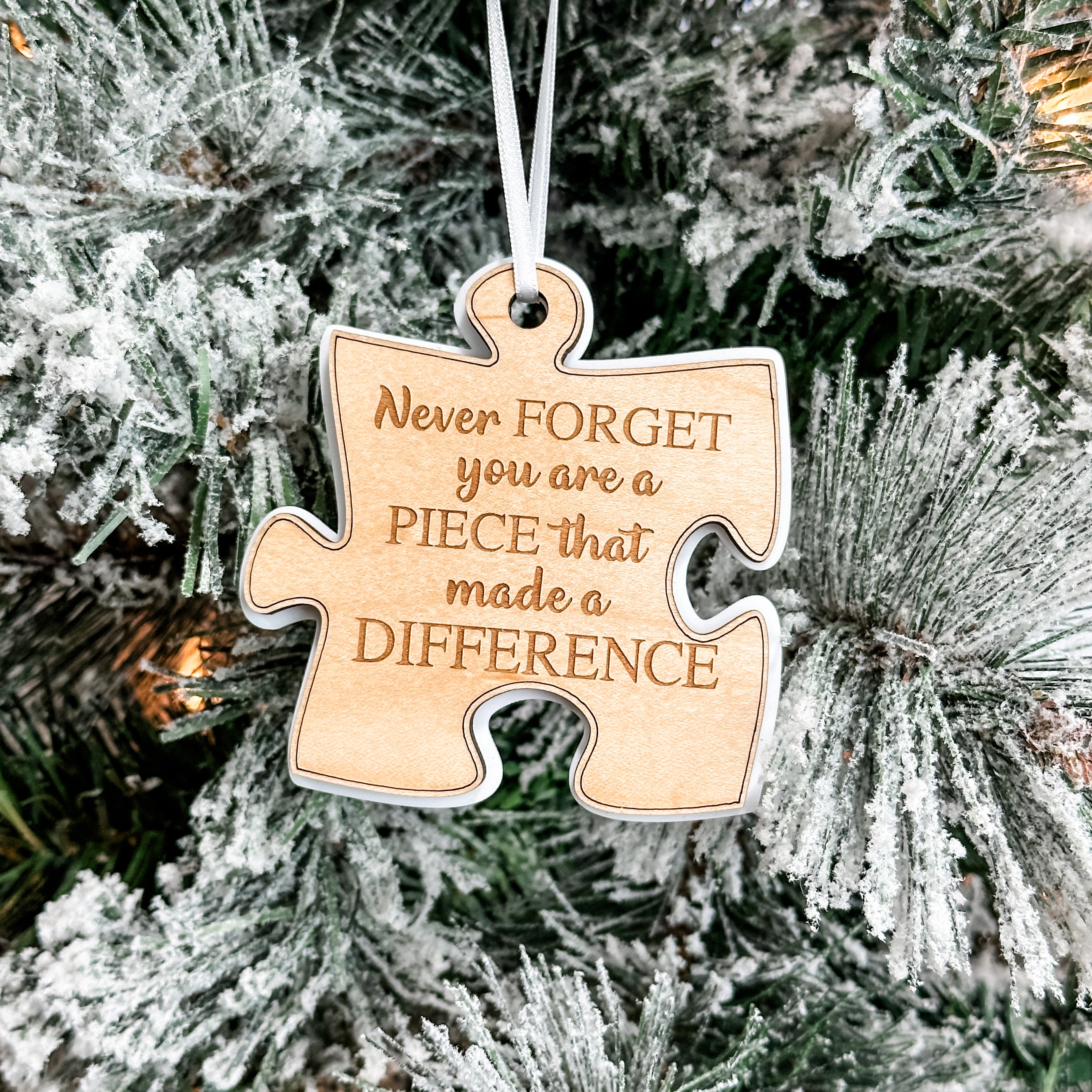 Appreciation Puzzle Piece • Engraved Wood Ornament • For Those Who Make a Difference