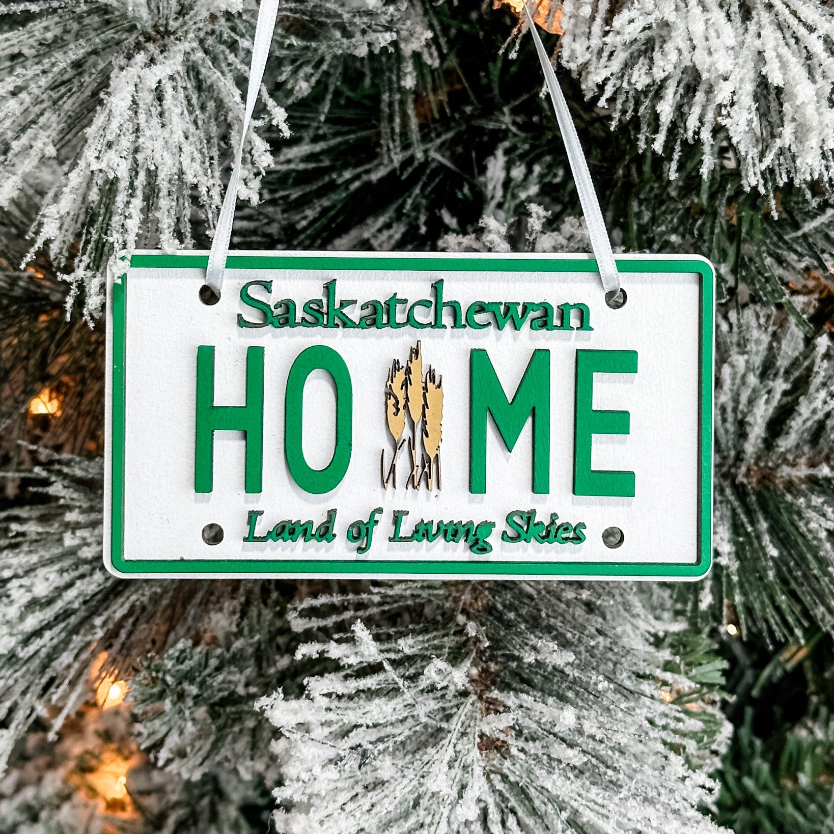 Saskatchewan License Plate • 3D Wood Ornament • For Prairie Pride & Sask Gifts