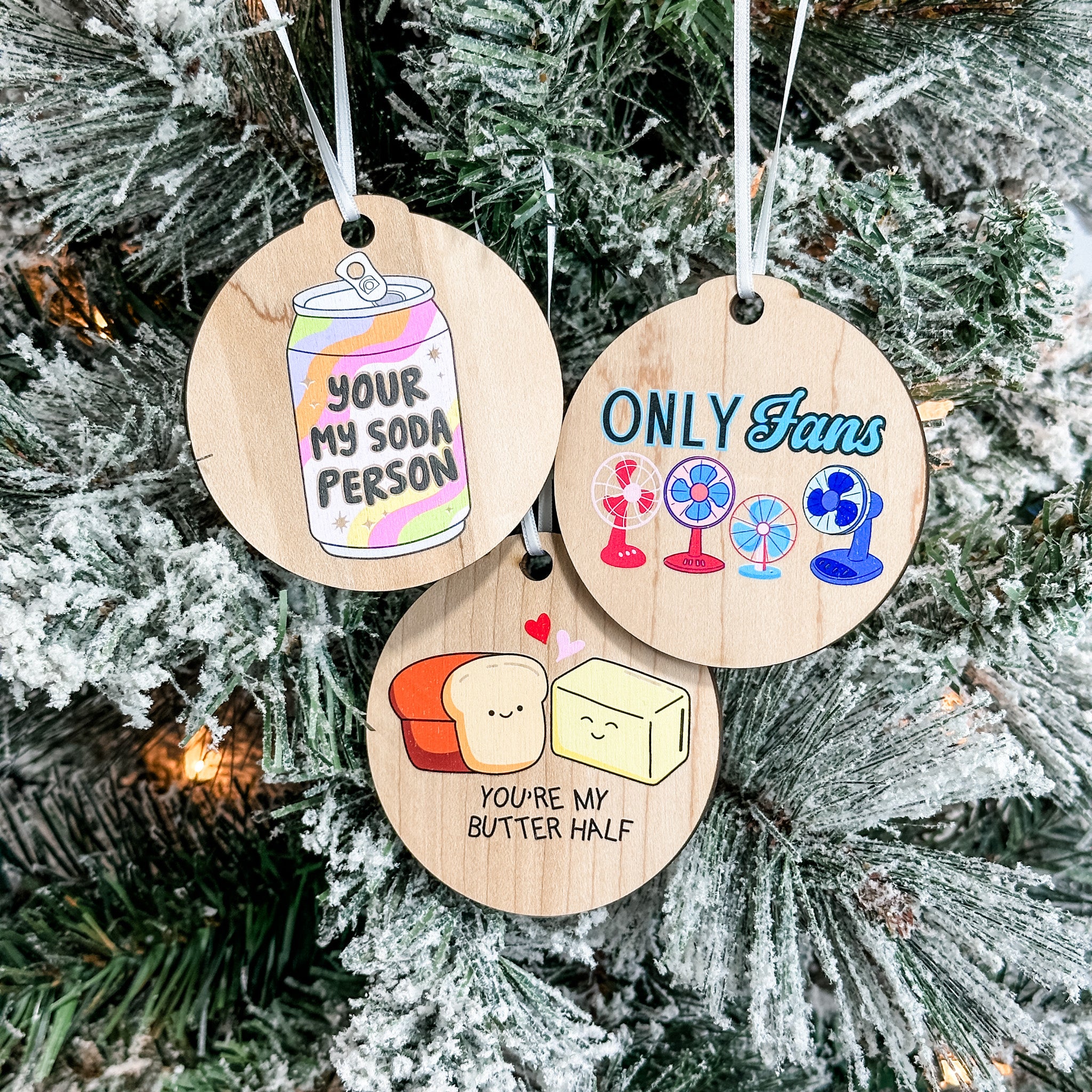 Assorted Funny Puns, Inspirational, and Festive Ornaments