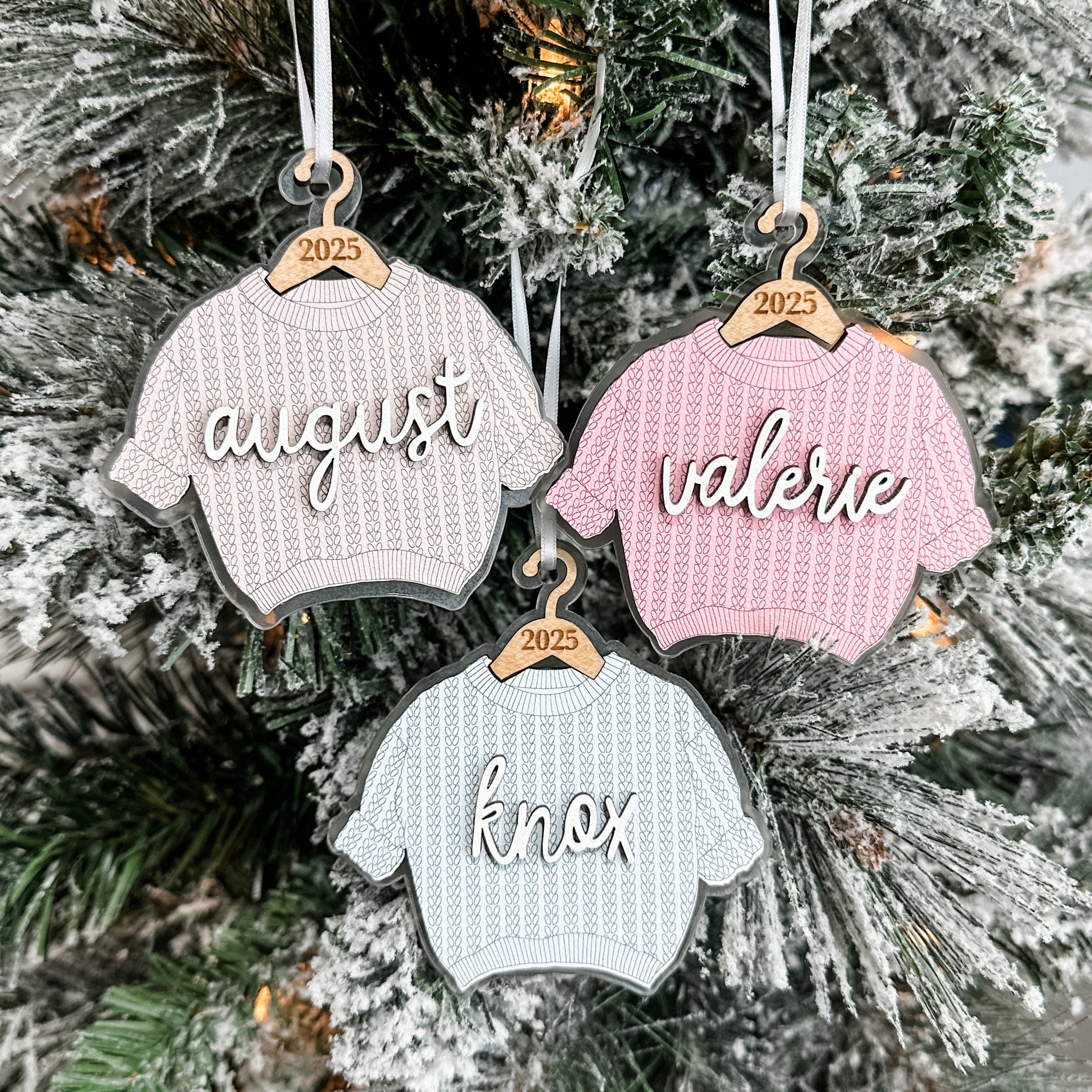 The Chunky Sweater • Personalized 3D Wood & Acrylic Ornament • For Family & Friends