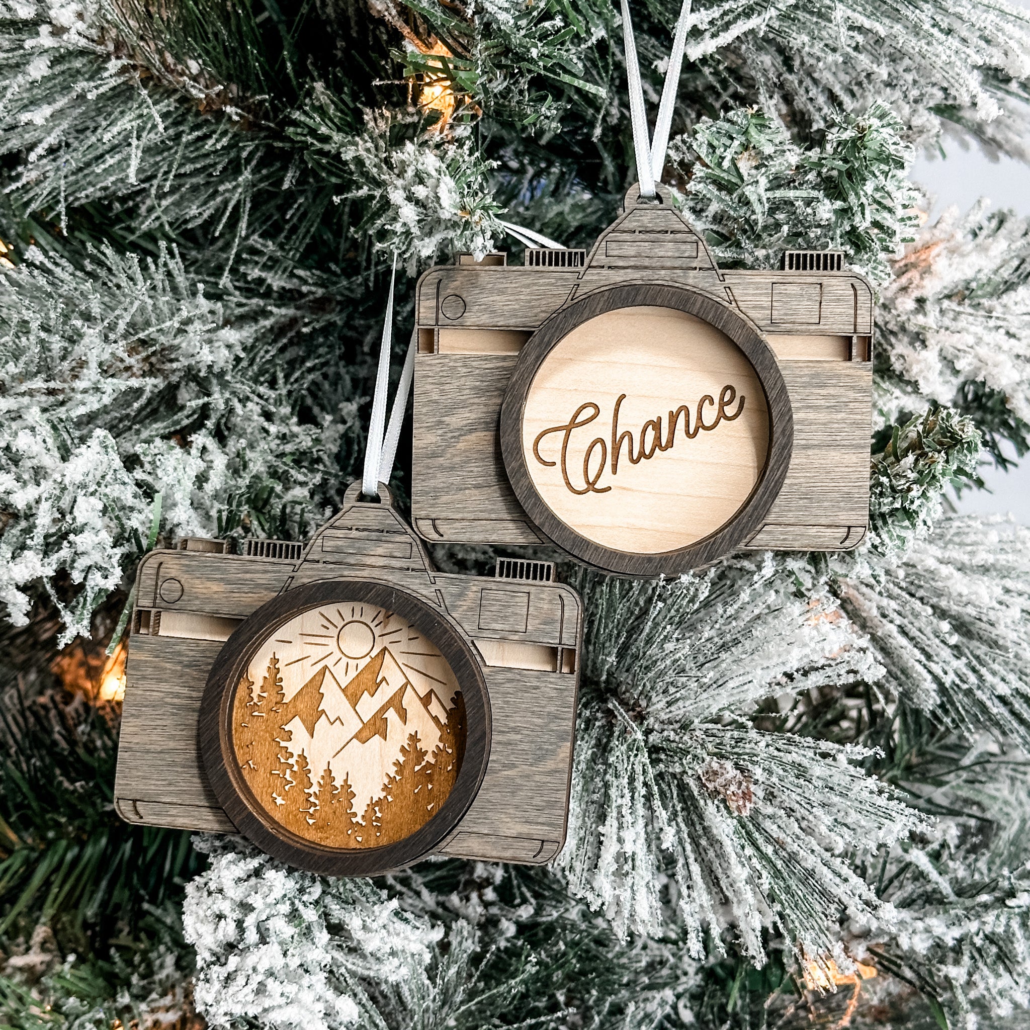 The Fancy Camera • Personalized 3D Wood Ornament • For Photographers