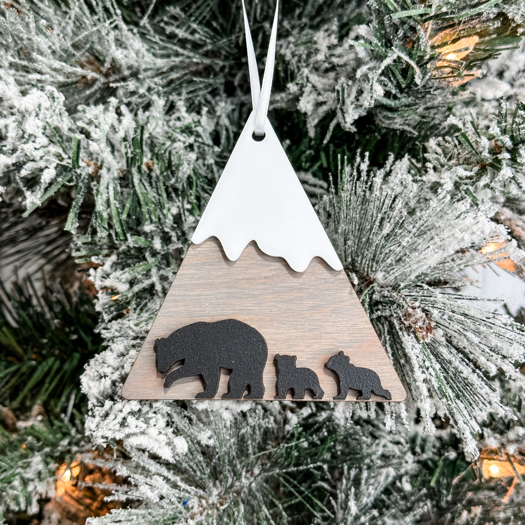 Bears on the Mountain • 3D Wood Ornament • For Outdoor Lovers