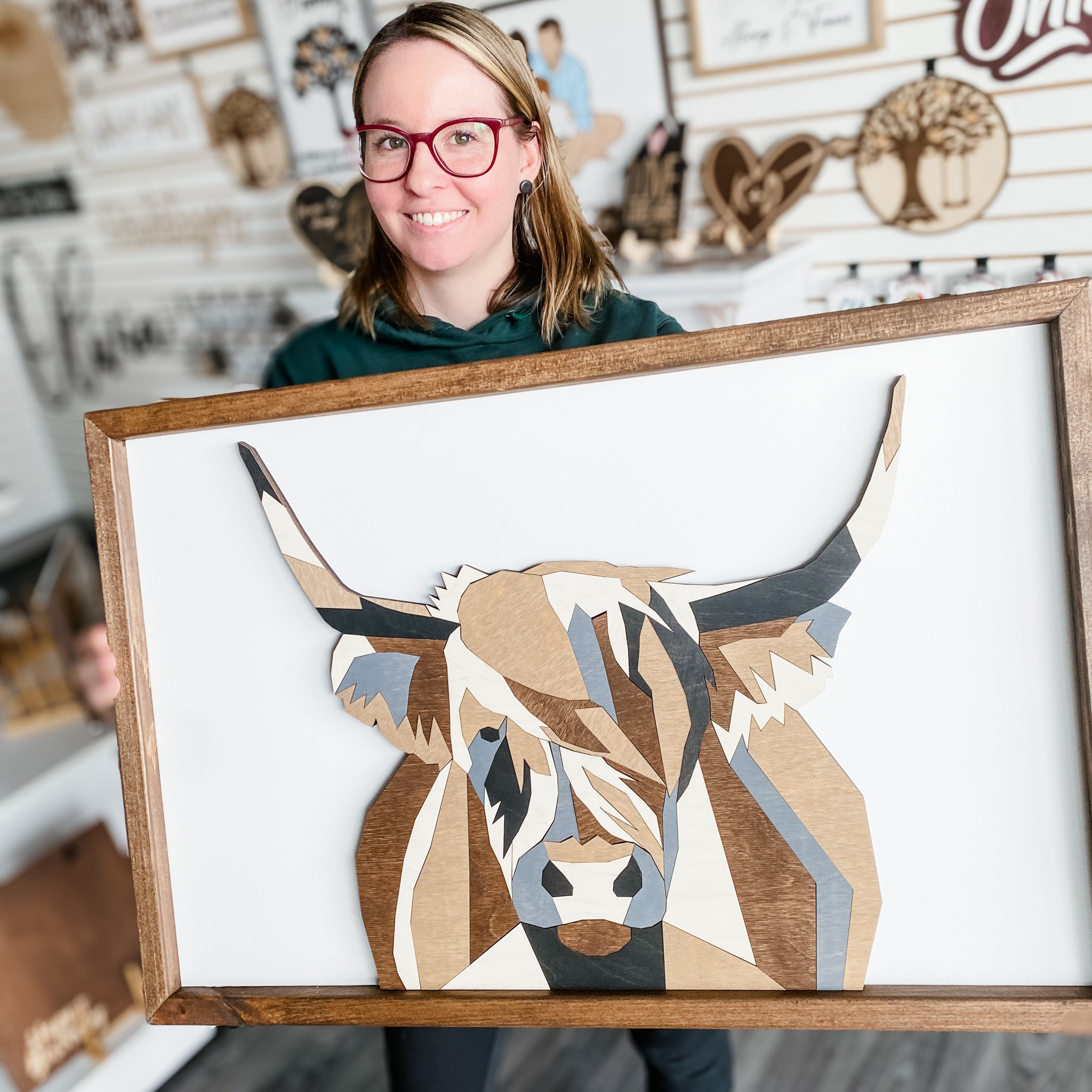 The Highland Cow 3D Multilayer Artwork - Sticks & Doodles