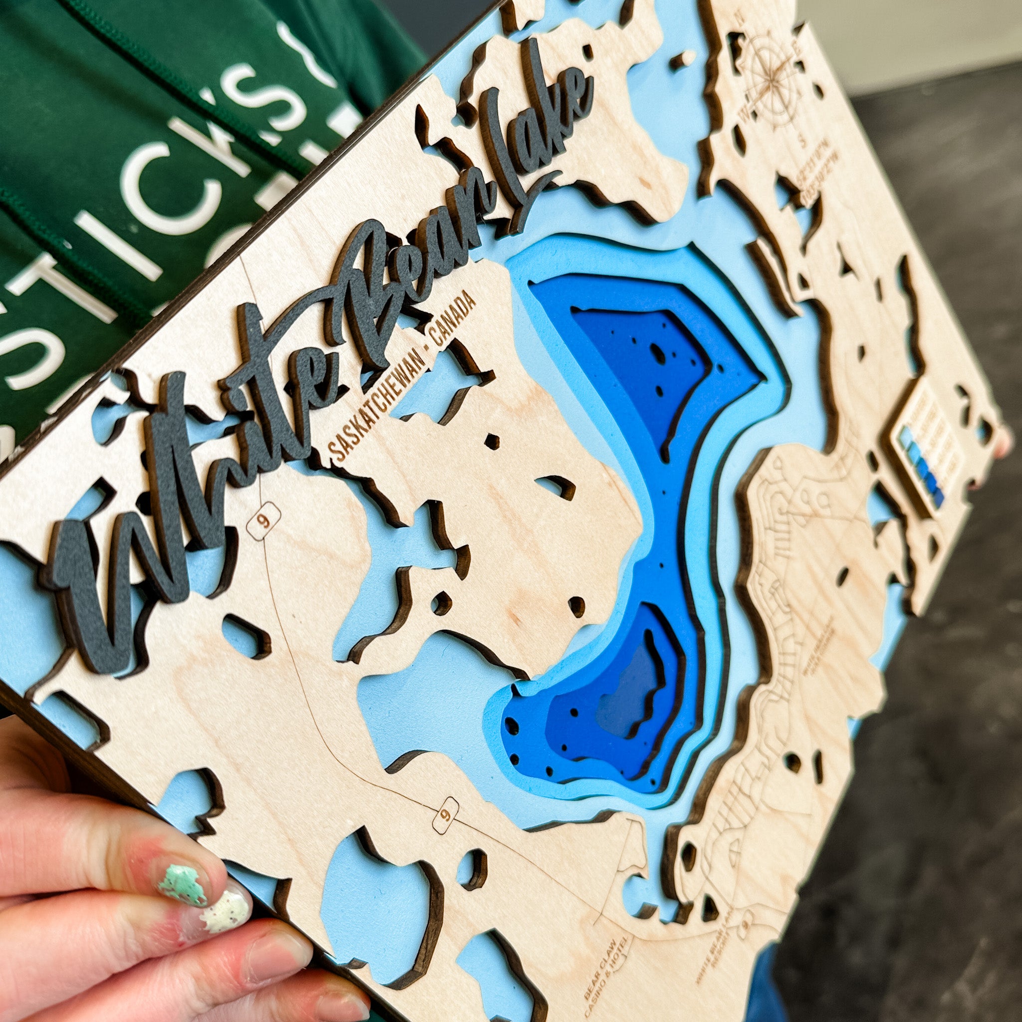 White Bear Lake Map • Bathymetric Layered Wood Depth Map • For Lake Lovers