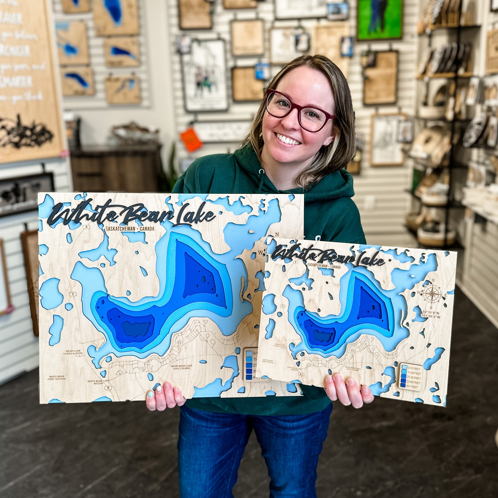White Bear Lake Map • Bathymetric Layered Wood Depth Map • For Lake Lovers