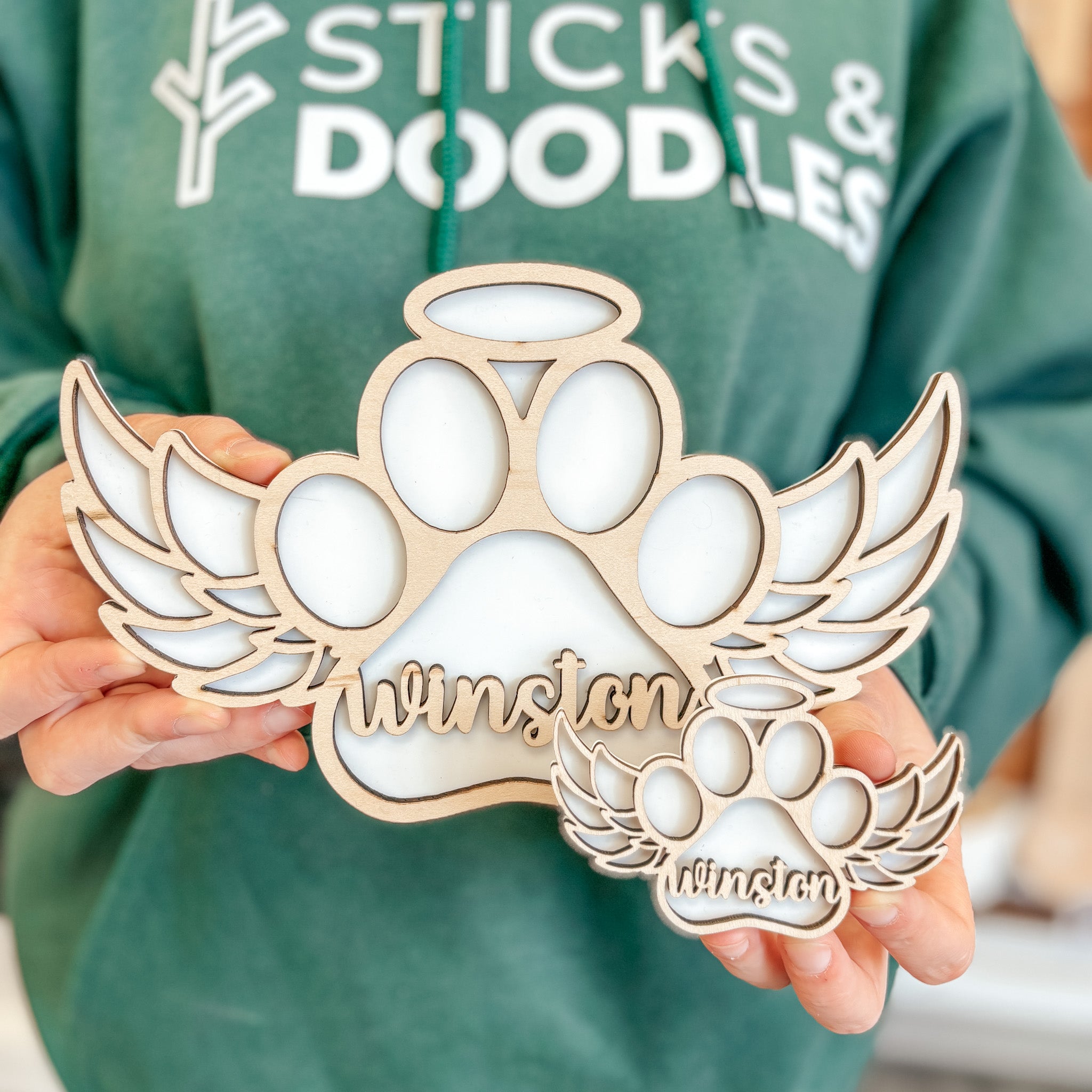 Personalized Memorial Paw Print Ornament / Magnet / Sign
