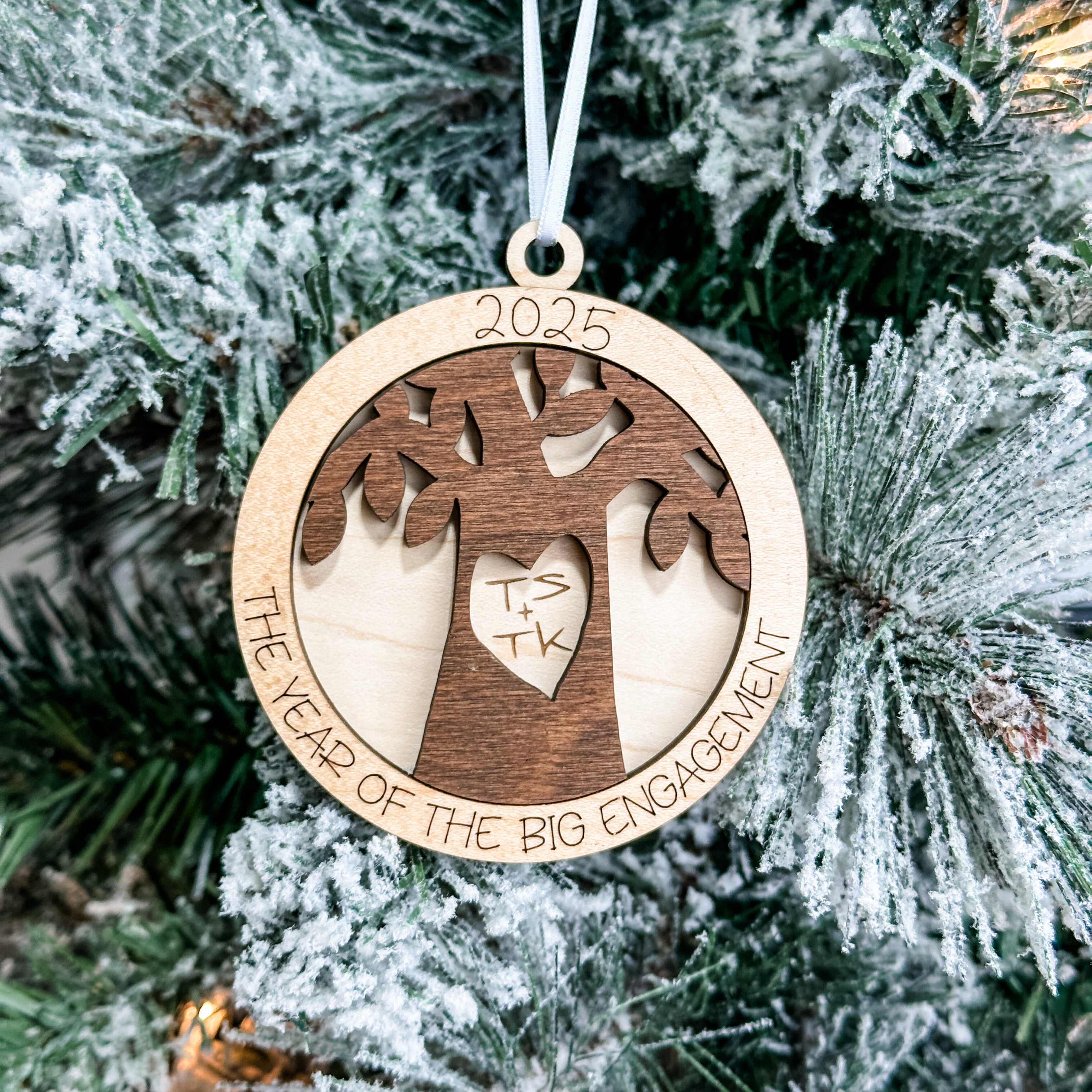 The Year of the Big Engagement • Personalized Wood Ornament • For Couples & Swifties